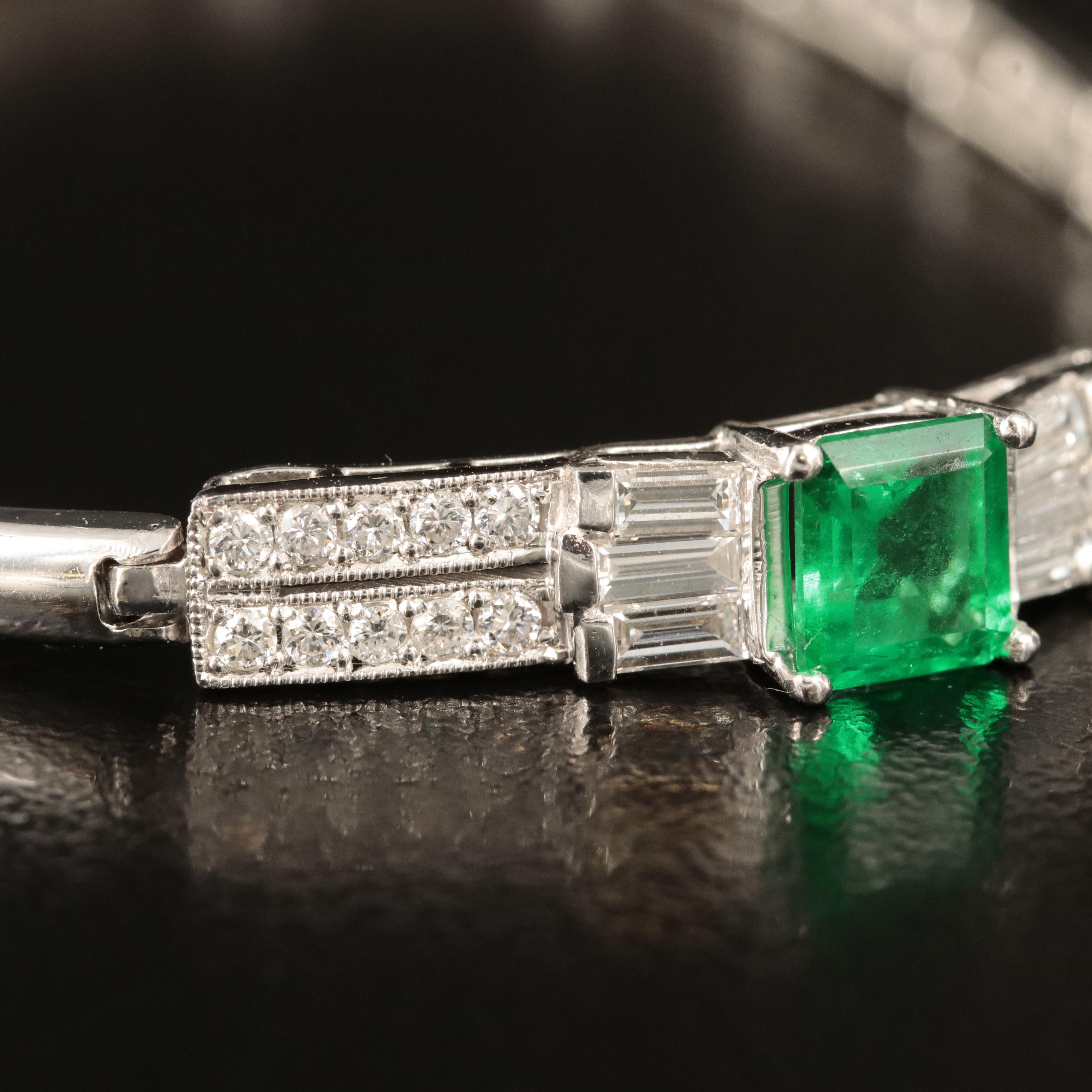 Platinum Emerald and Diamond Bracelet