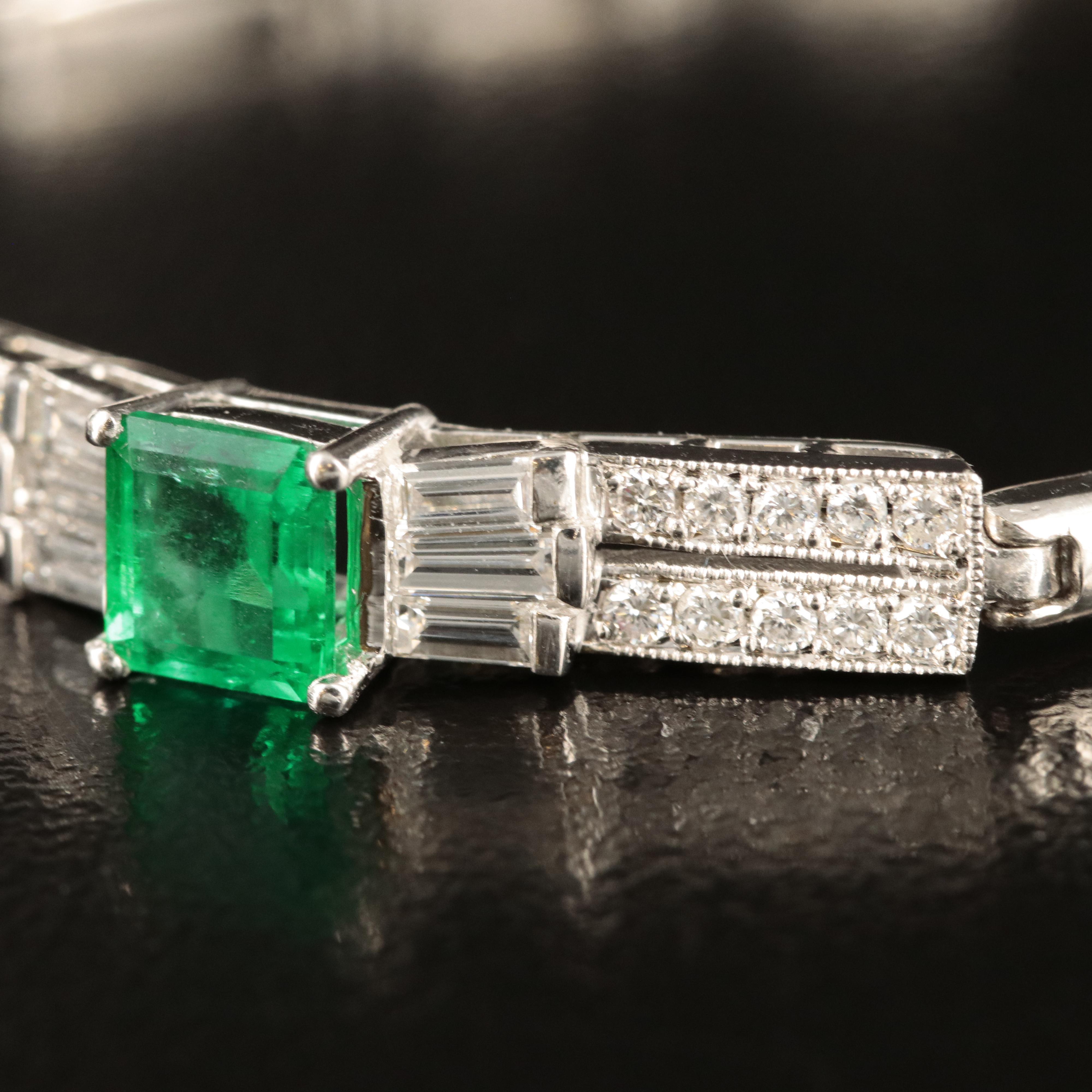 Platinum Emerald and Diamond Bracelet