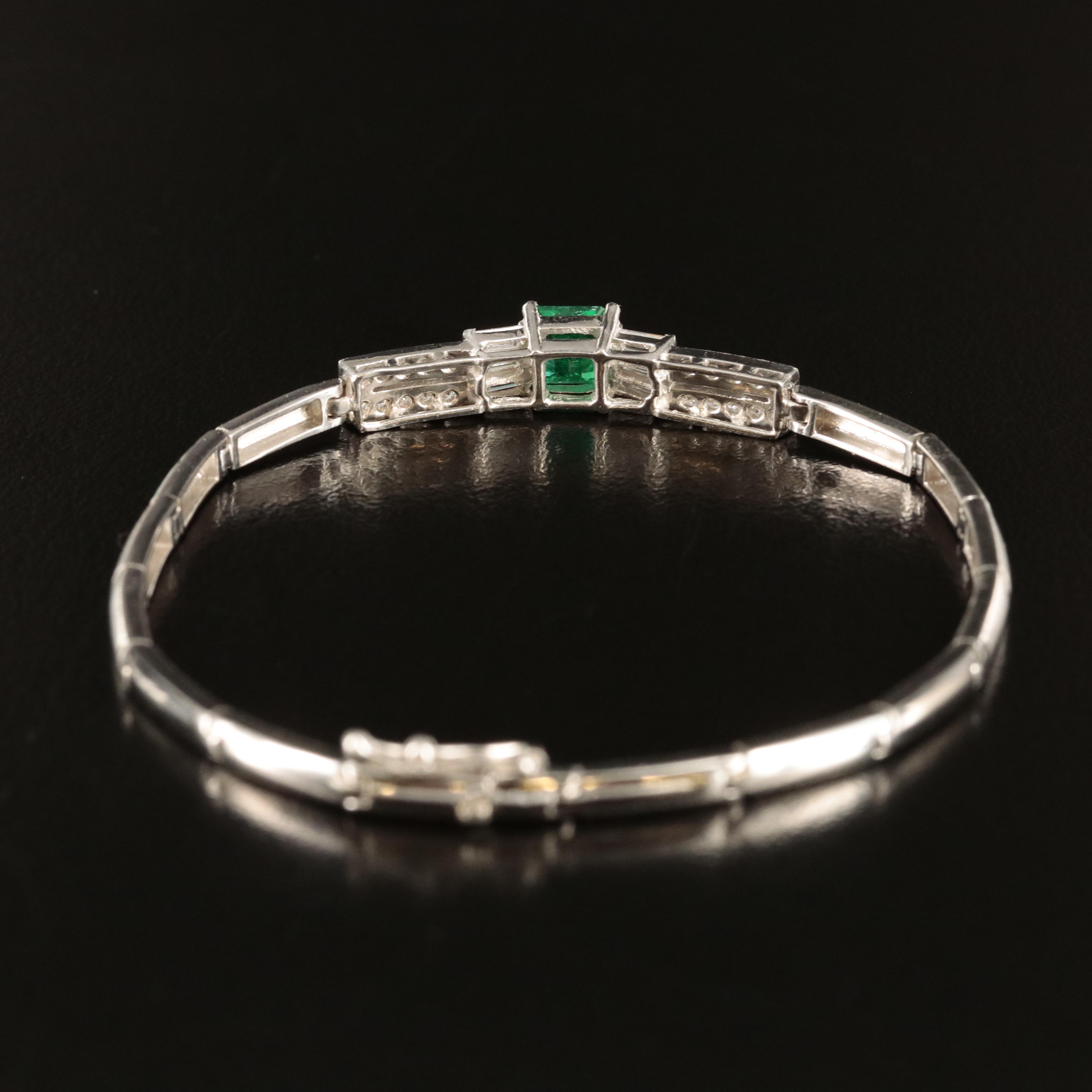 Platinum Emerald and Diamond Bracelet