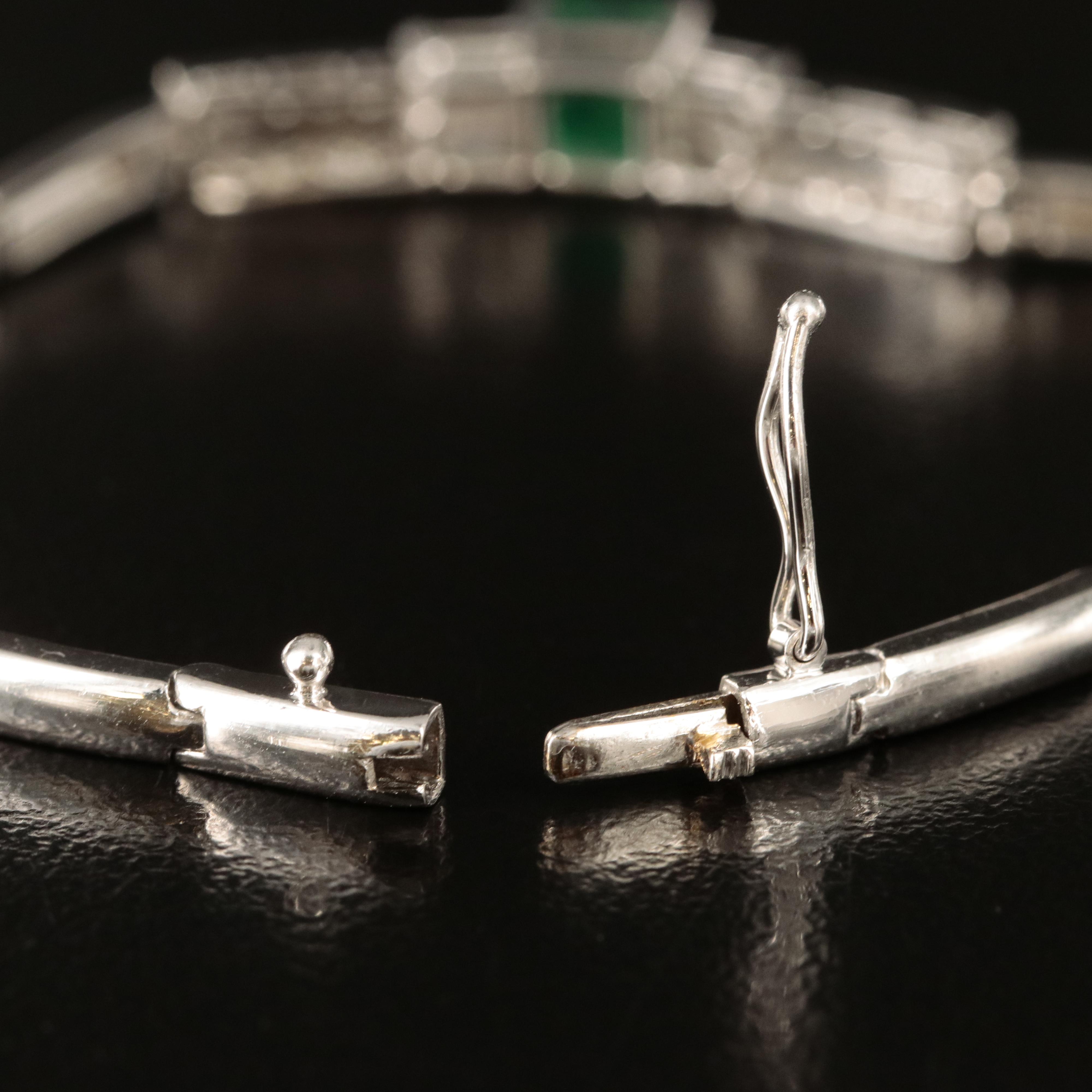 Platinum Emerald and Diamond Bracelet