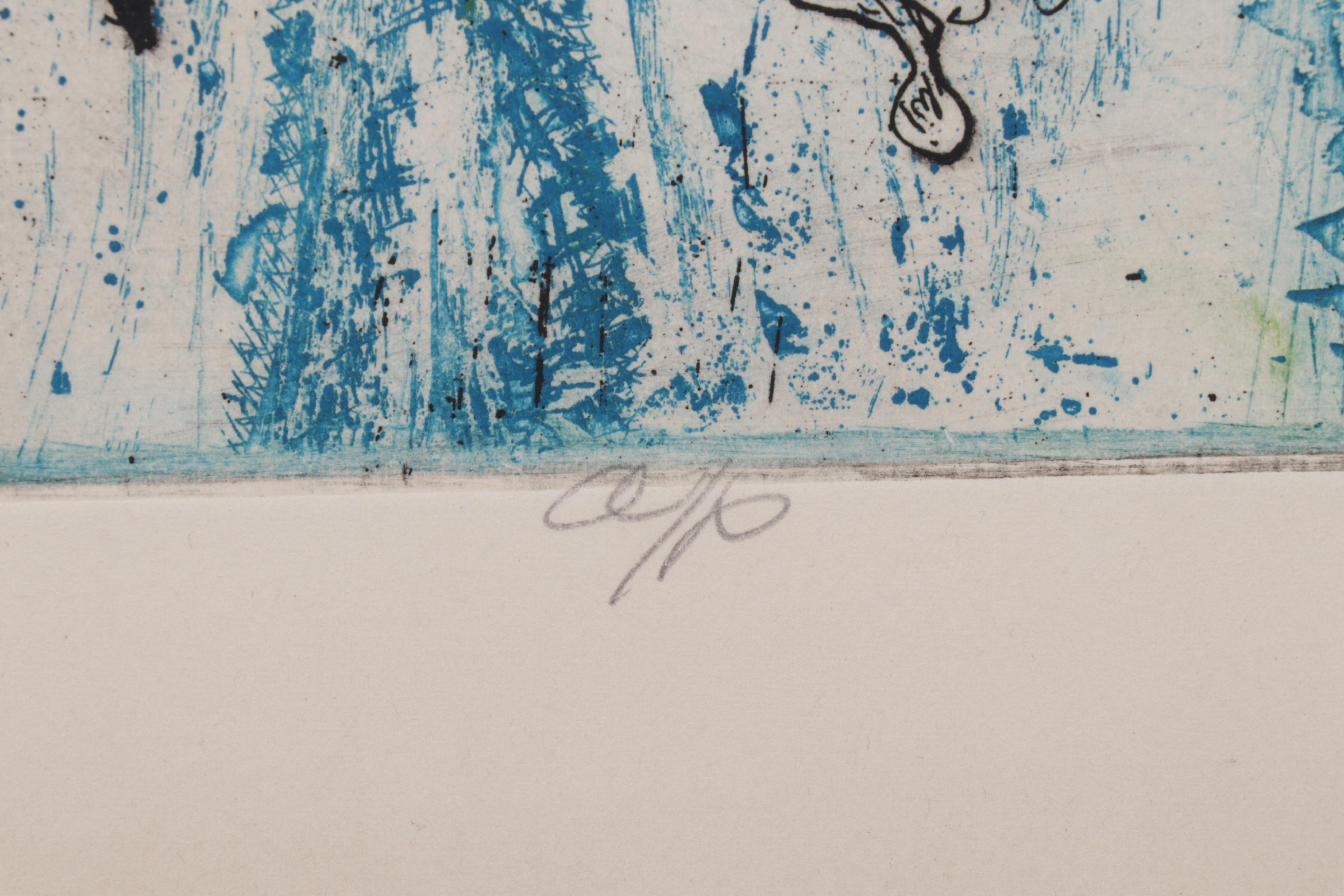 Sidney Chafetz Color Etching "Psychotic Portrait," Circa 1973