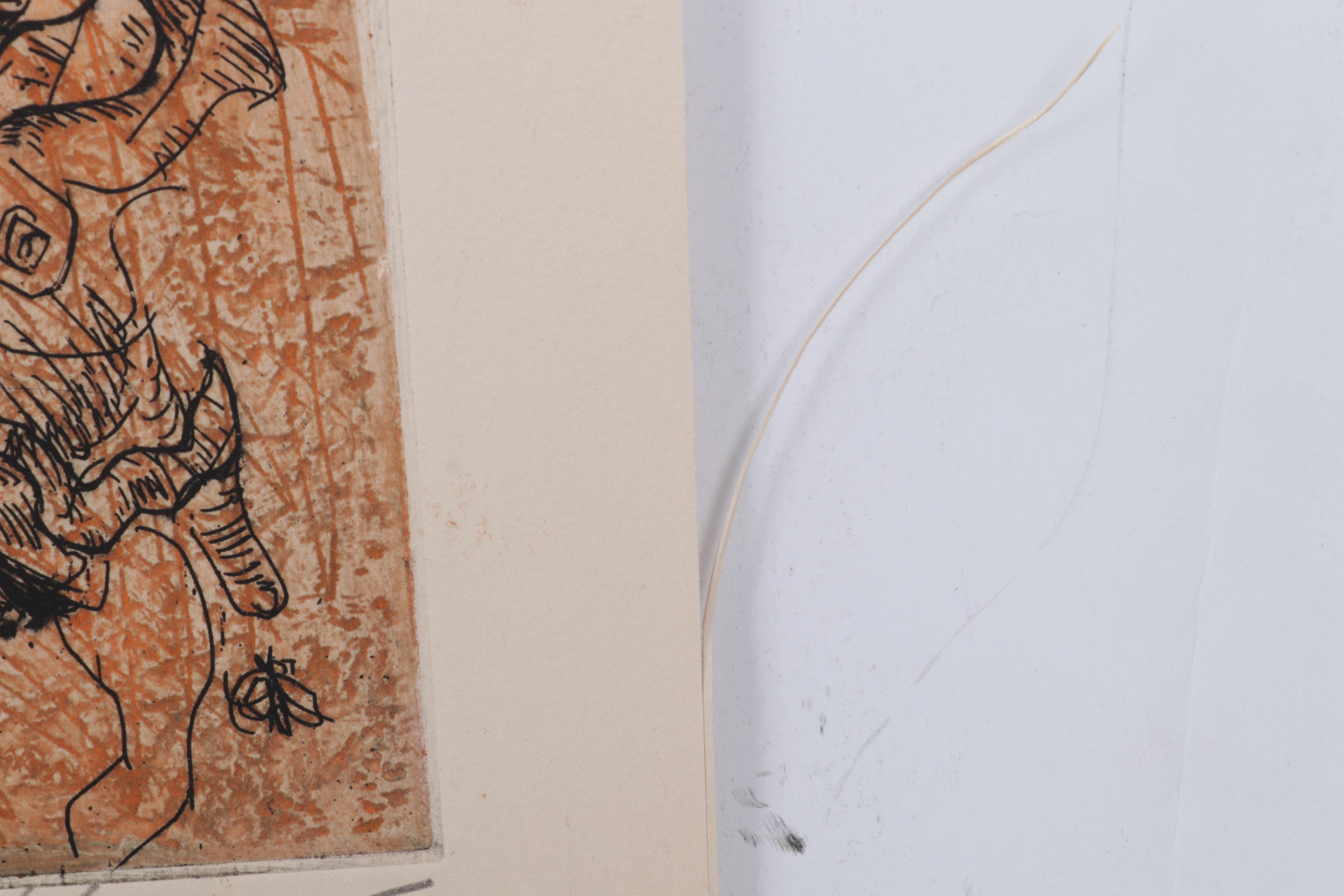 Sidney Chafetz Color Etching "Psychotic Portrait," Circa 1973