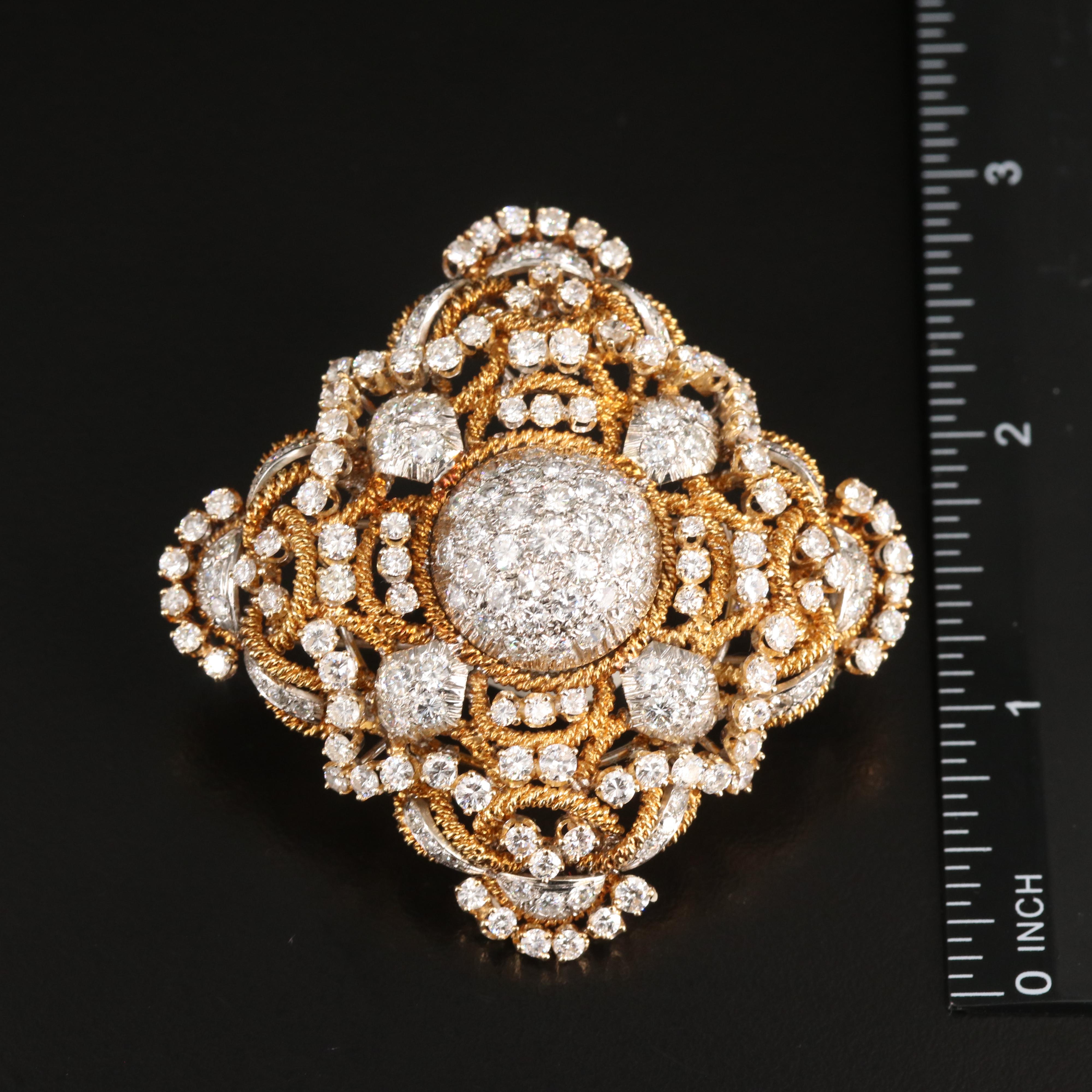 14K 10.00 CTW Diamond Double Clip Brooch