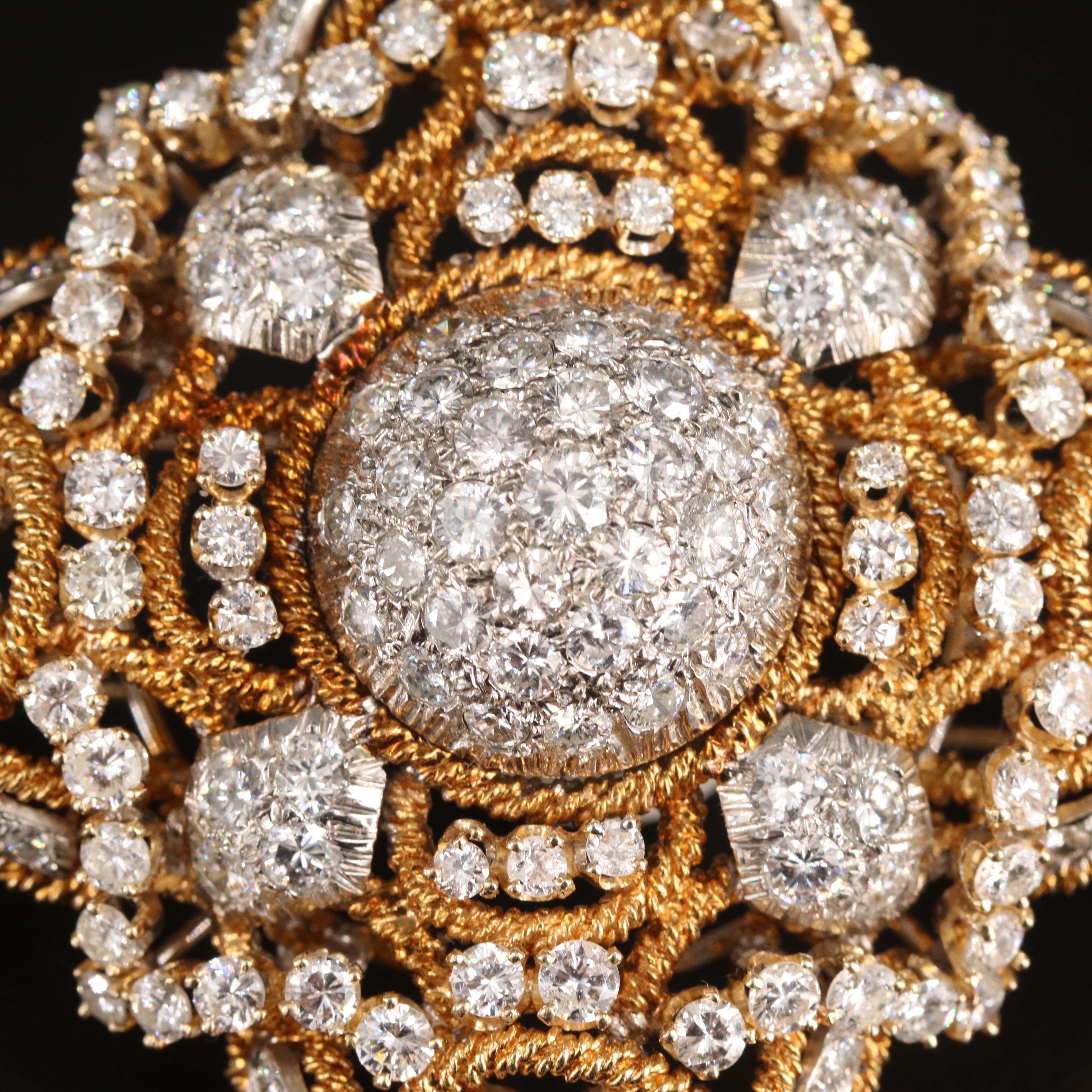 14K 10.00 CTW Diamond Double Clip Brooch