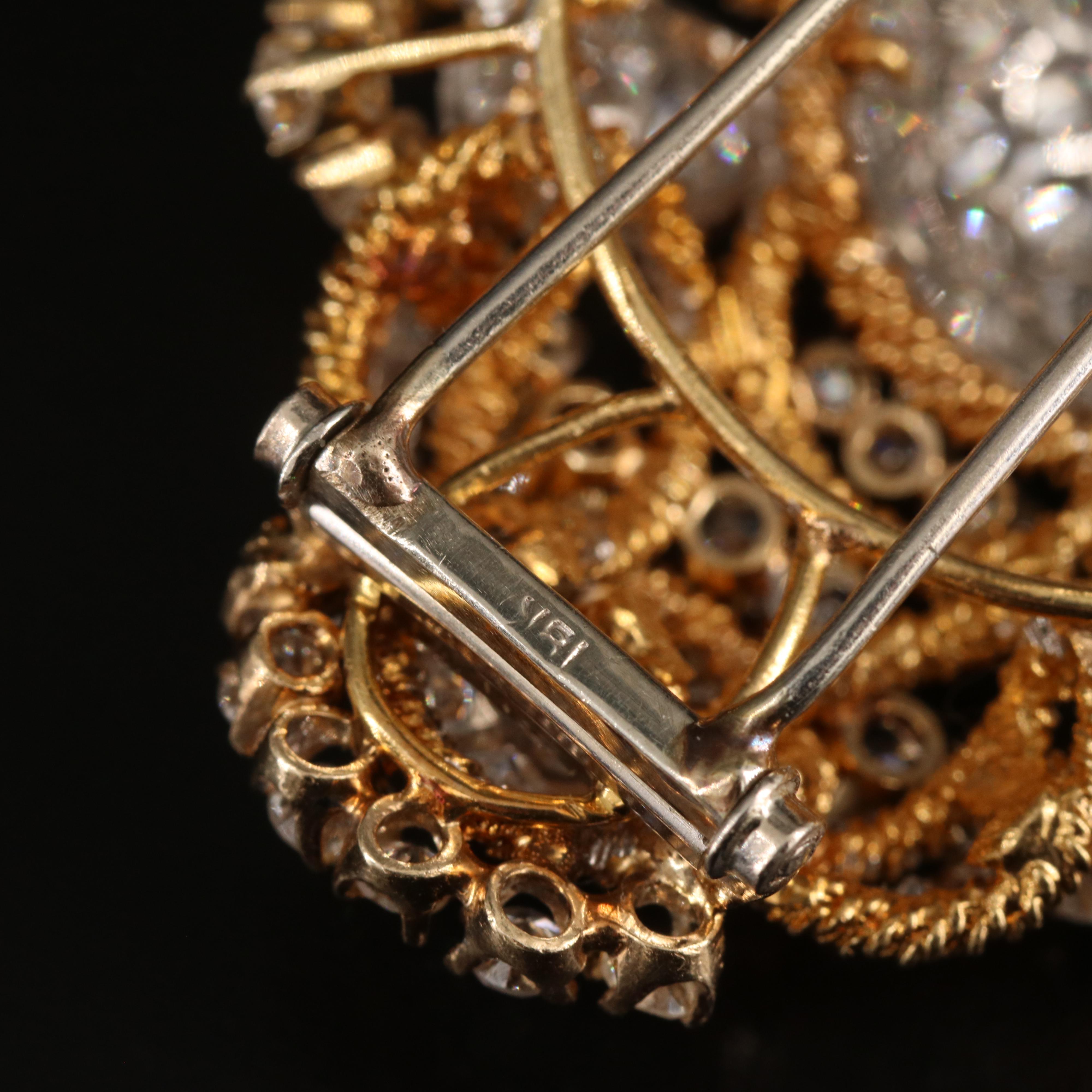 14K 10.00 CTW Diamond Double Clip Brooch