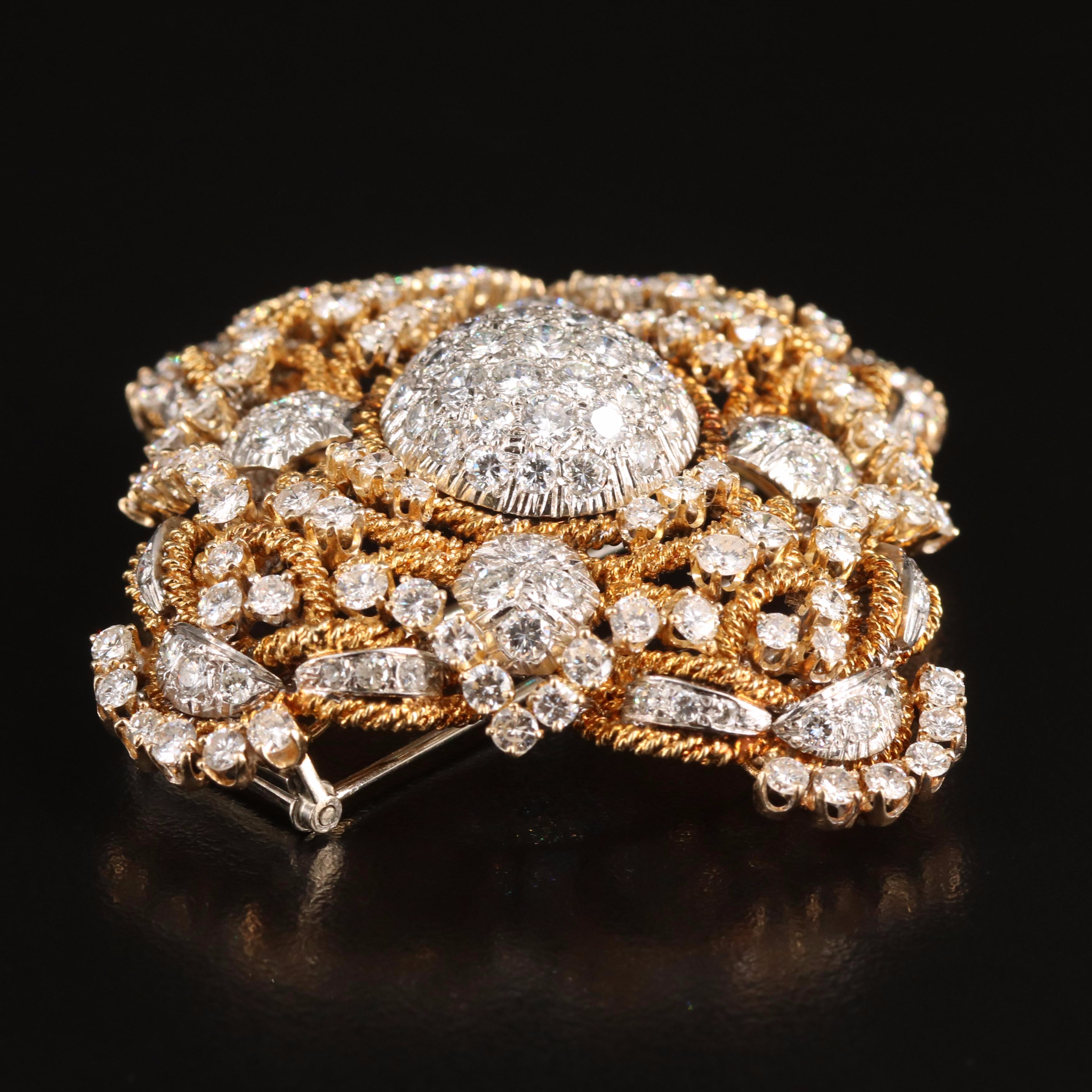 14K 10.00 CTW Diamond Double Clip Brooch