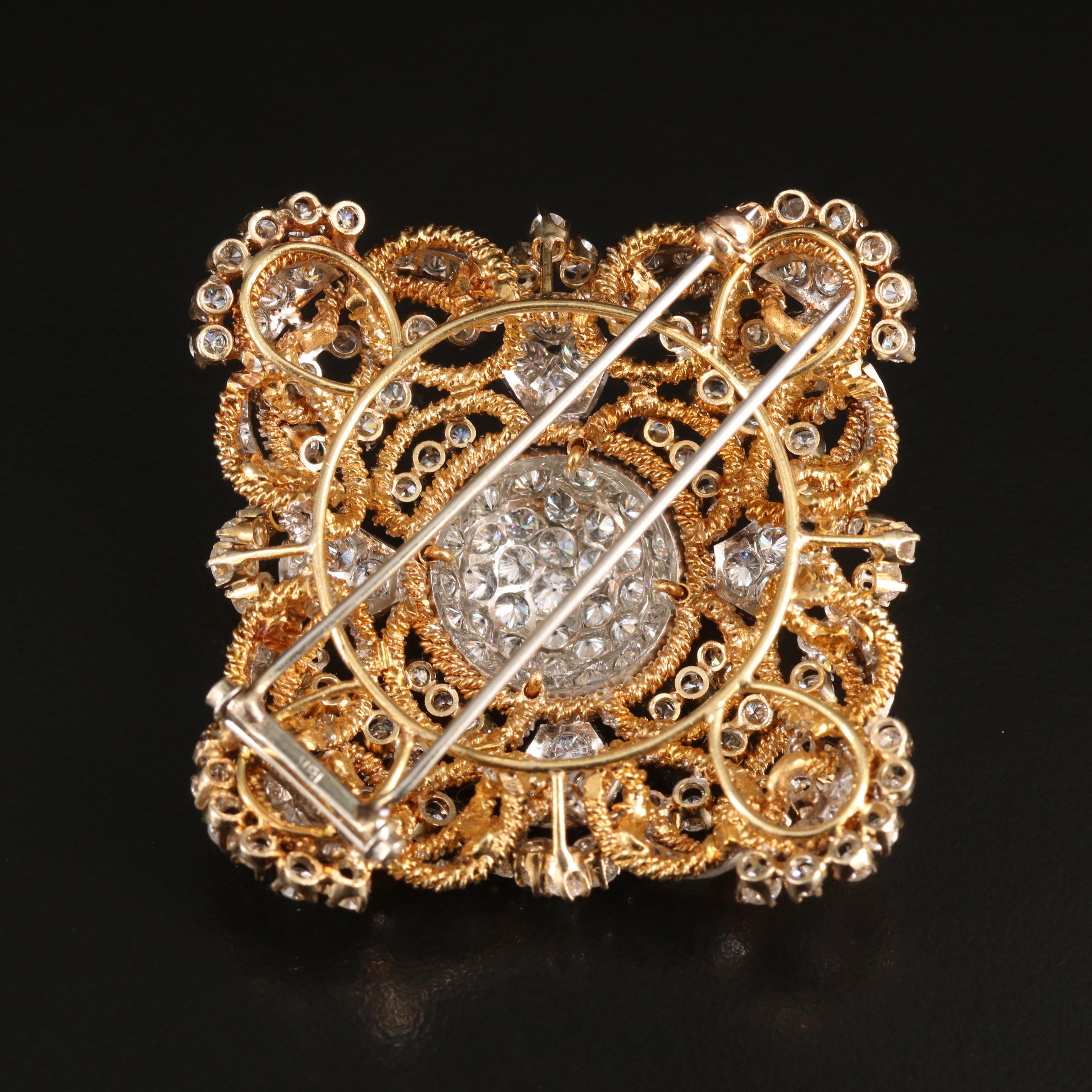 14K 10.00 CTW Diamond Double Clip Brooch