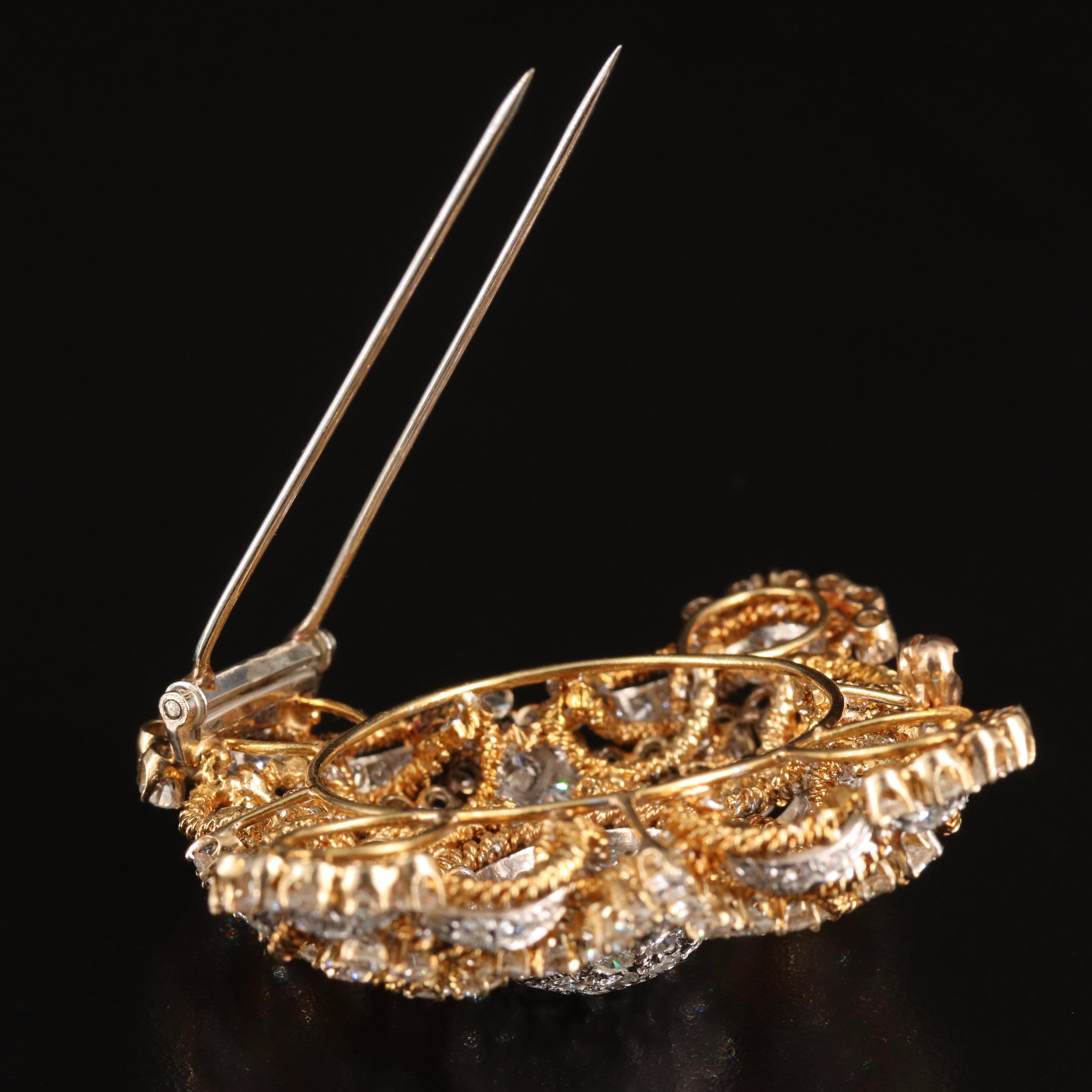 14K 10.00 CTW Diamond Double Clip Brooch