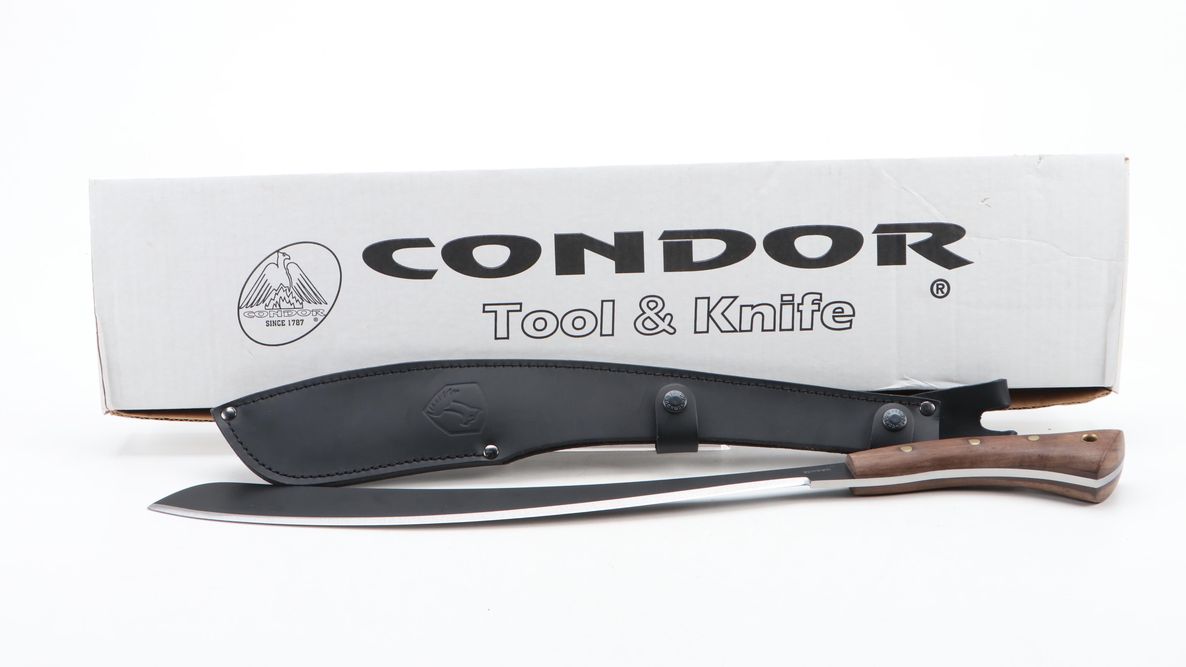 South African Cold Steel Machete With Scabbard, Condor Parang Machete, Khukri