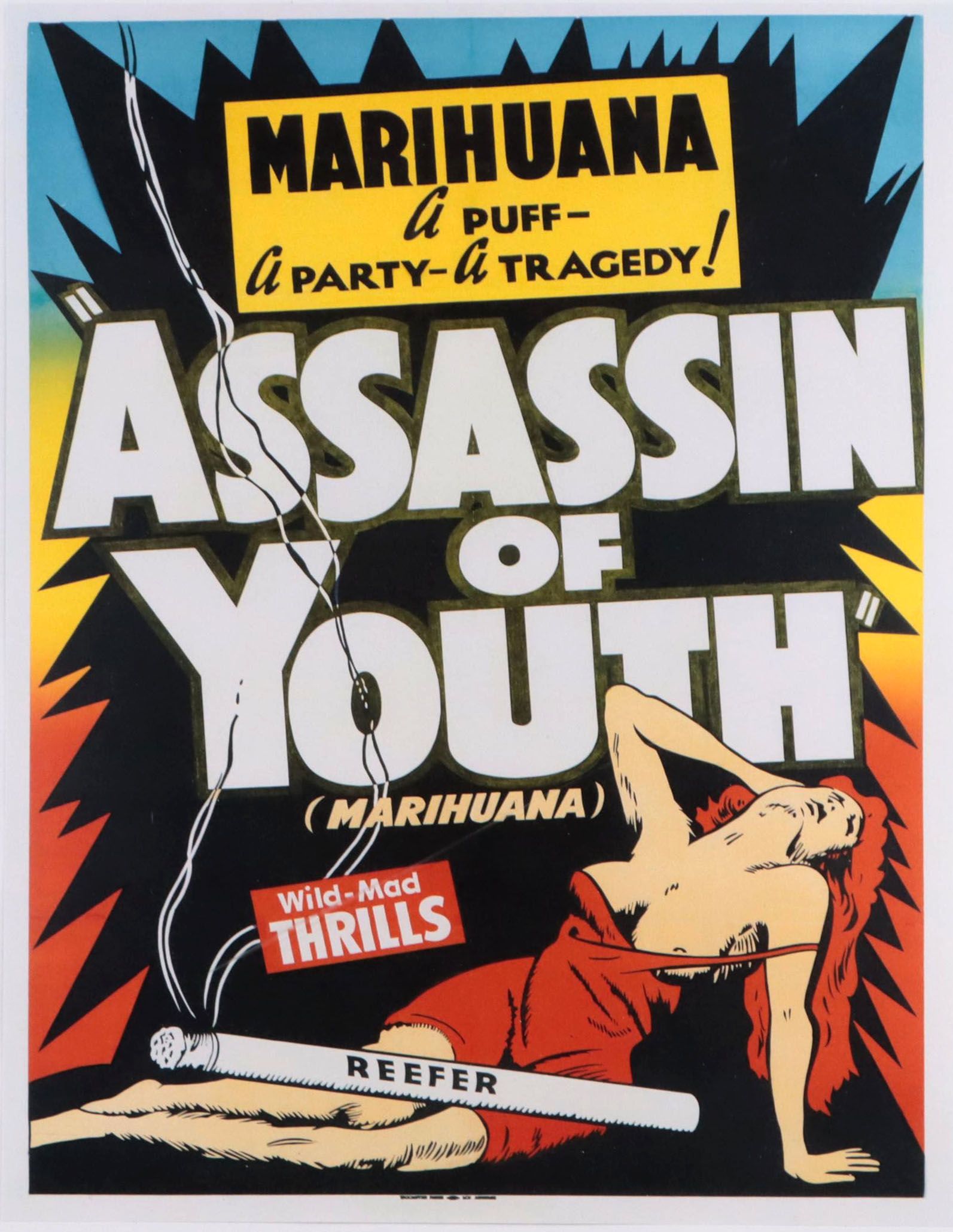 Offset Lithograph of Cannabis Propaganda Poster "Assassin of Youth"
