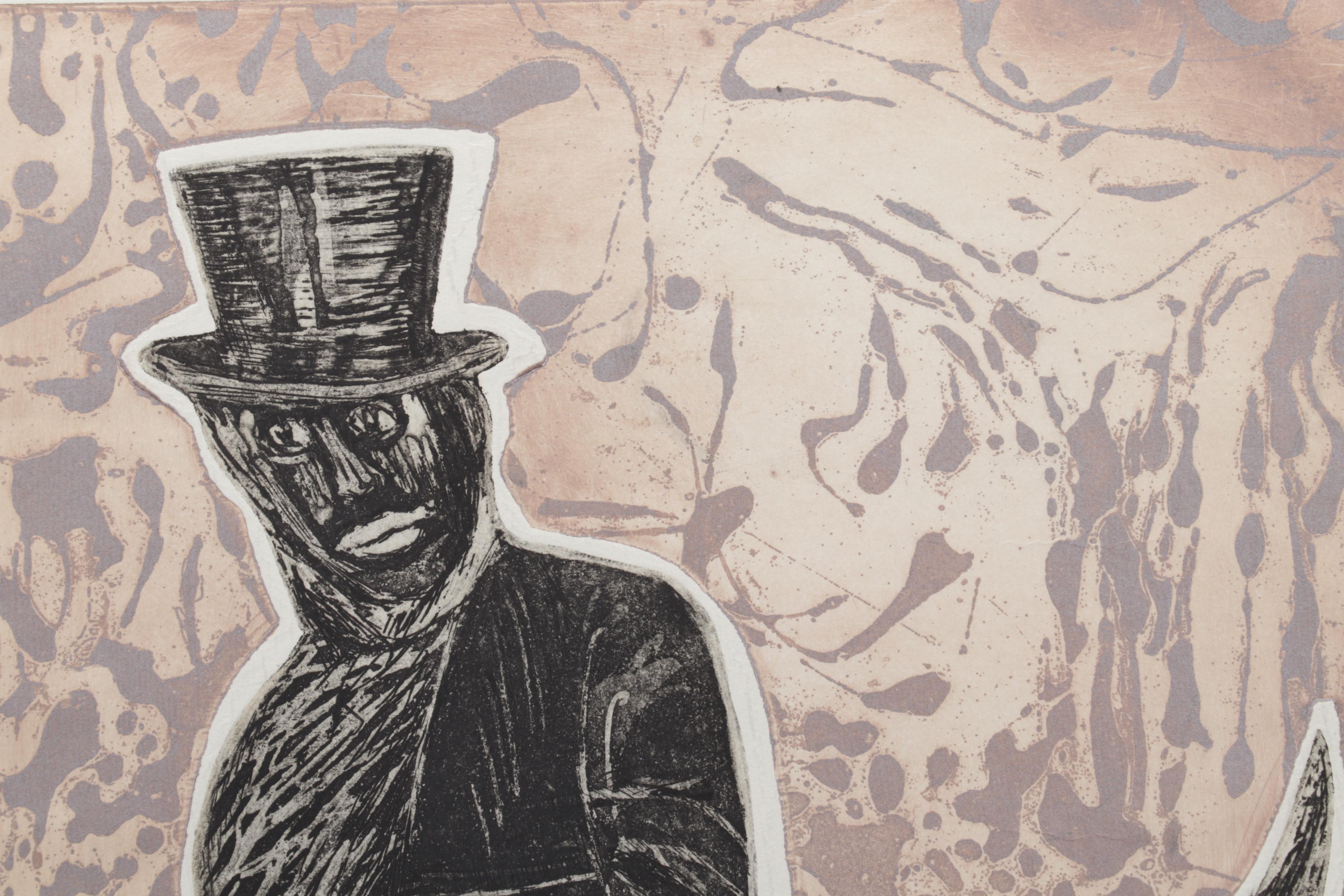 Sidney Chafetz Color Etching "Homage to Bert Williams," 1970