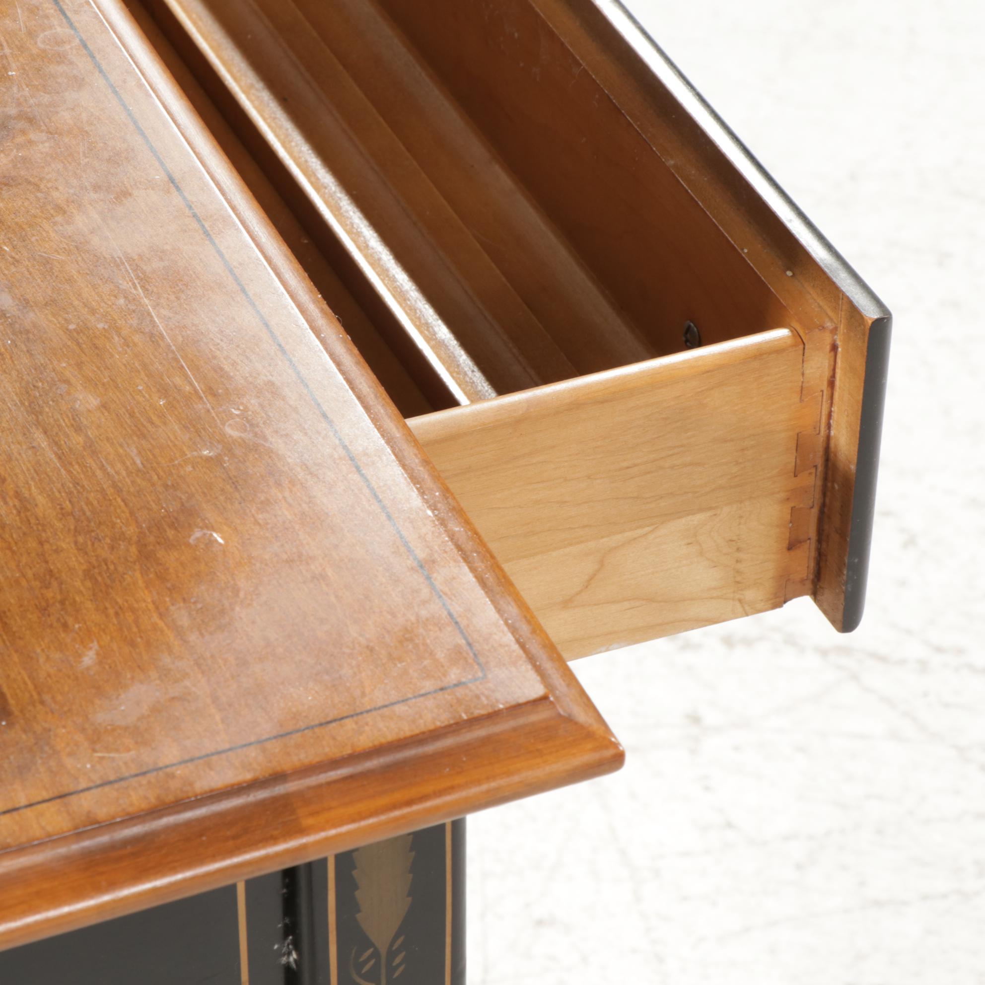 Ethan Allen Hitchcock Style Ebonized Writing Desk with Nichols & Stone Chair