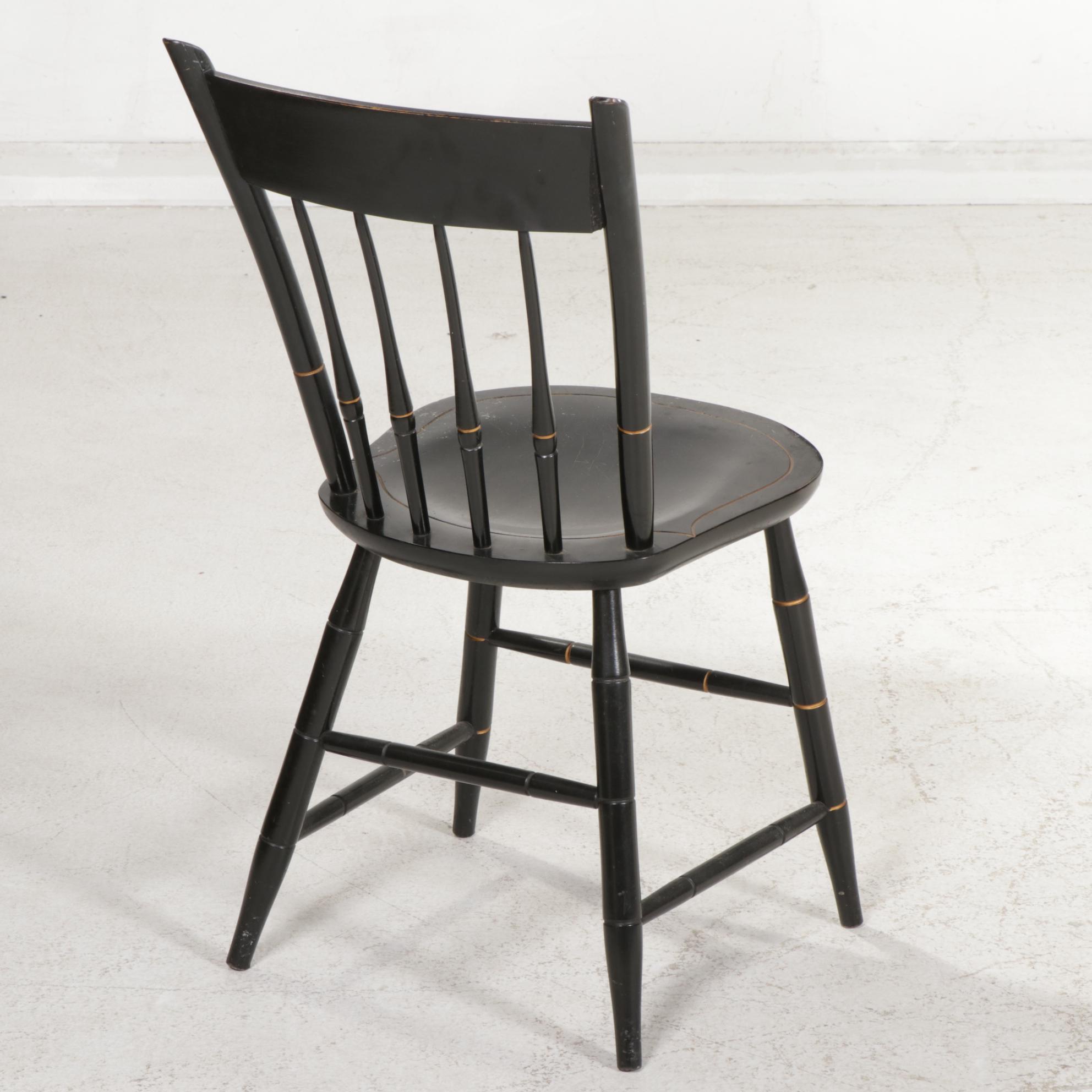 Ethan Allen Hitchcock Style Ebonized Writing Desk with Nichols & Stone Chair