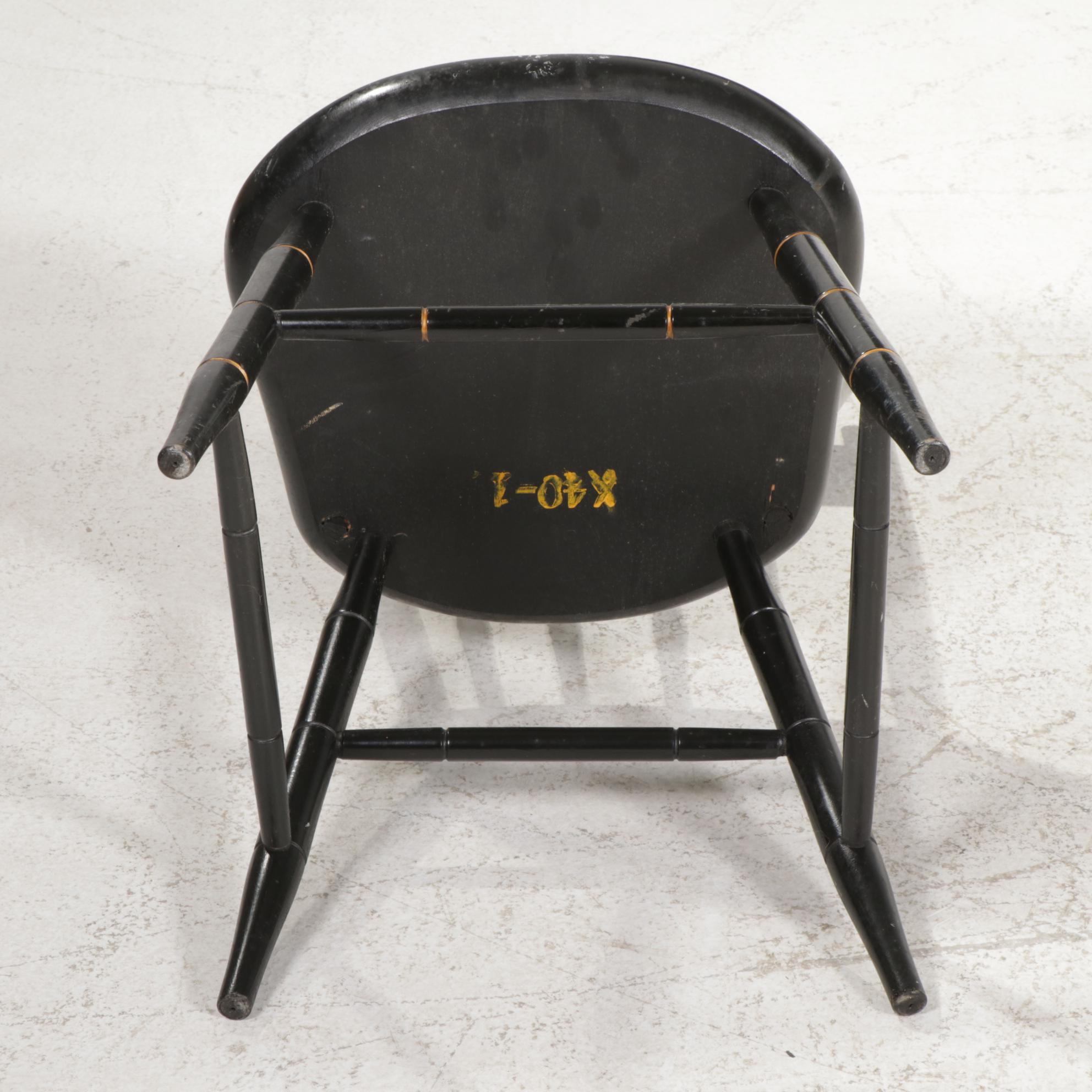 Ethan Allen Hitchcock Style Ebonized Writing Desk with Nichols & Stone Chair