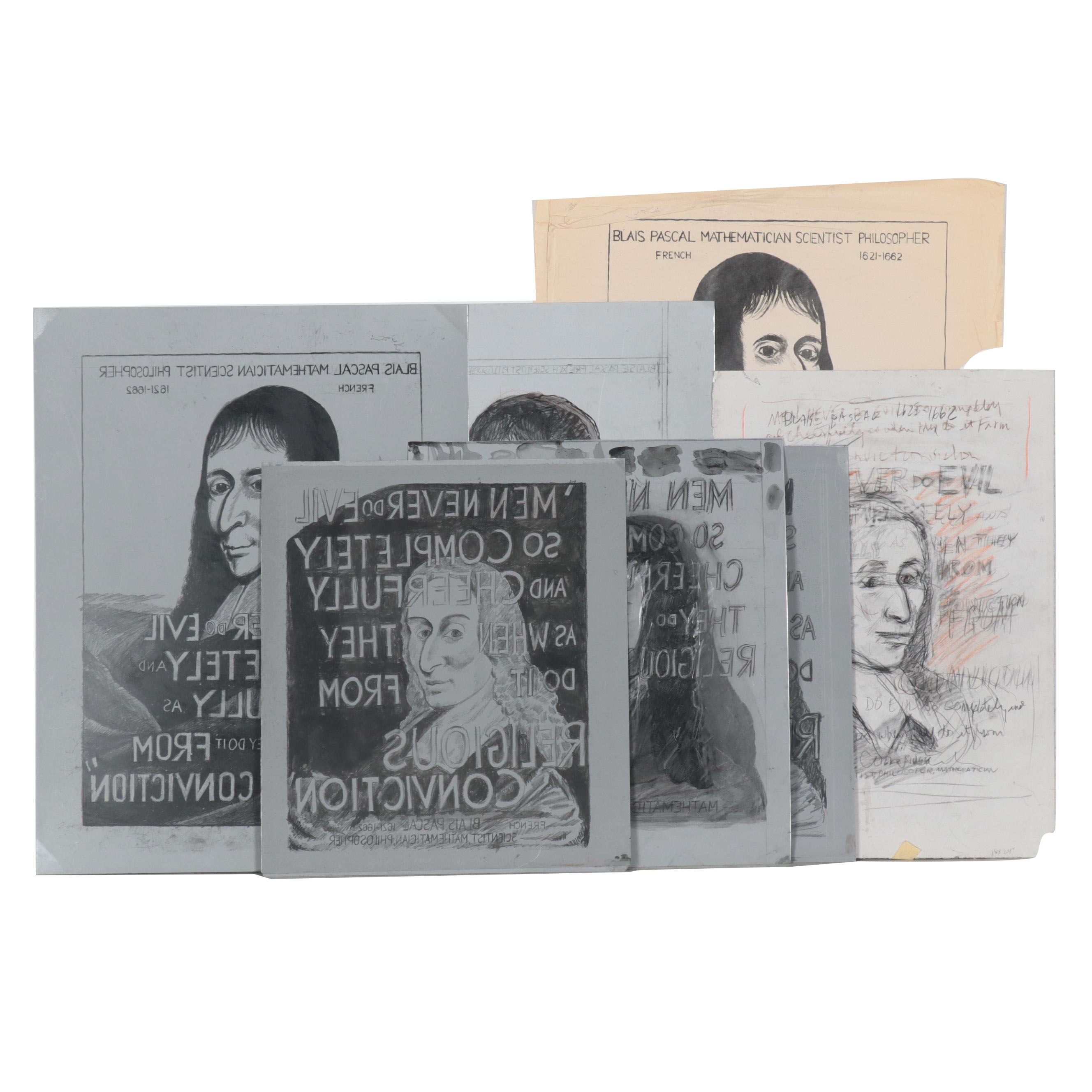 Sidney Chafetz Lithograph and Lithograph Plates of Blais Pascal