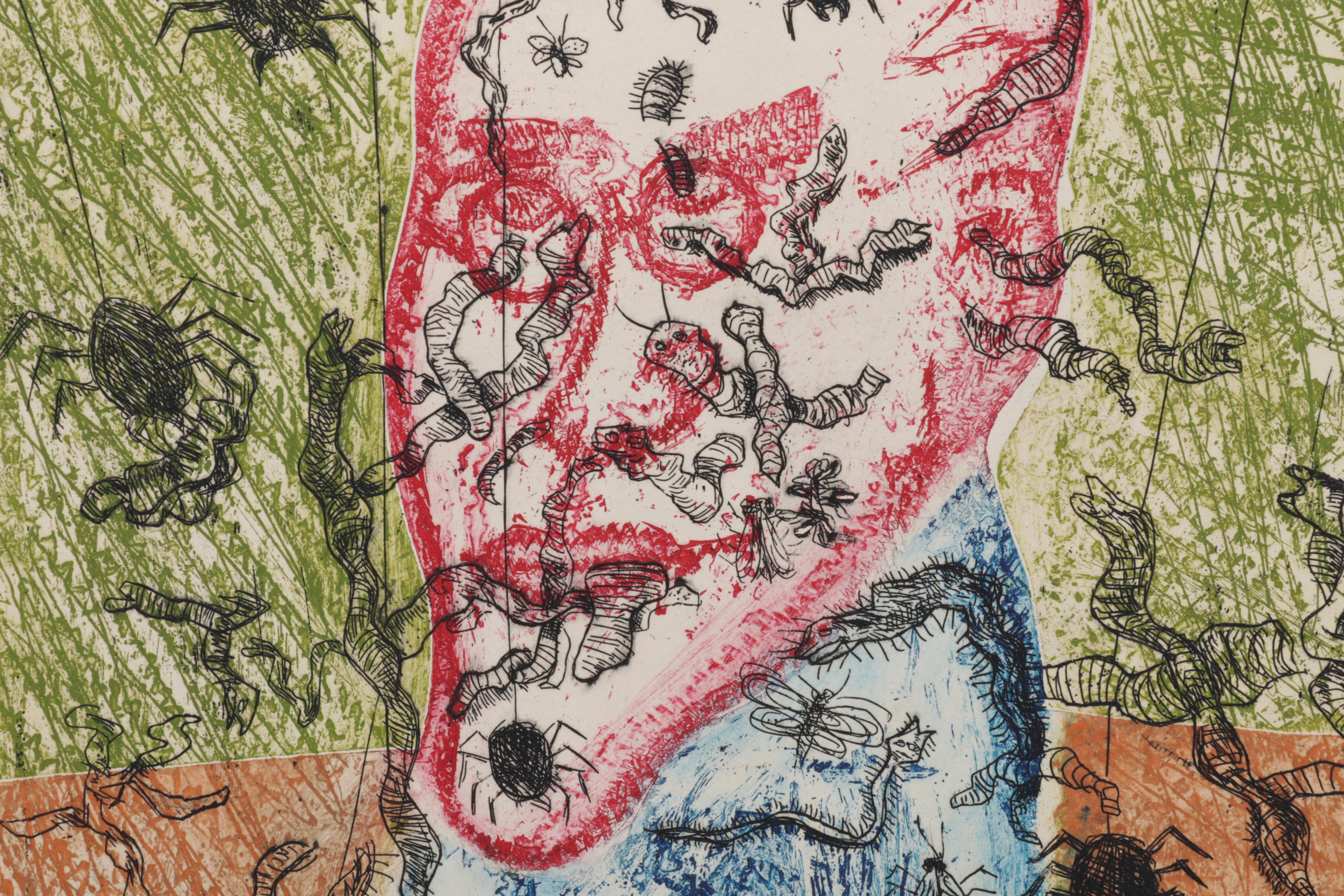 Sidney Chafetz Color Etching "Psychotic Portrait," 1973