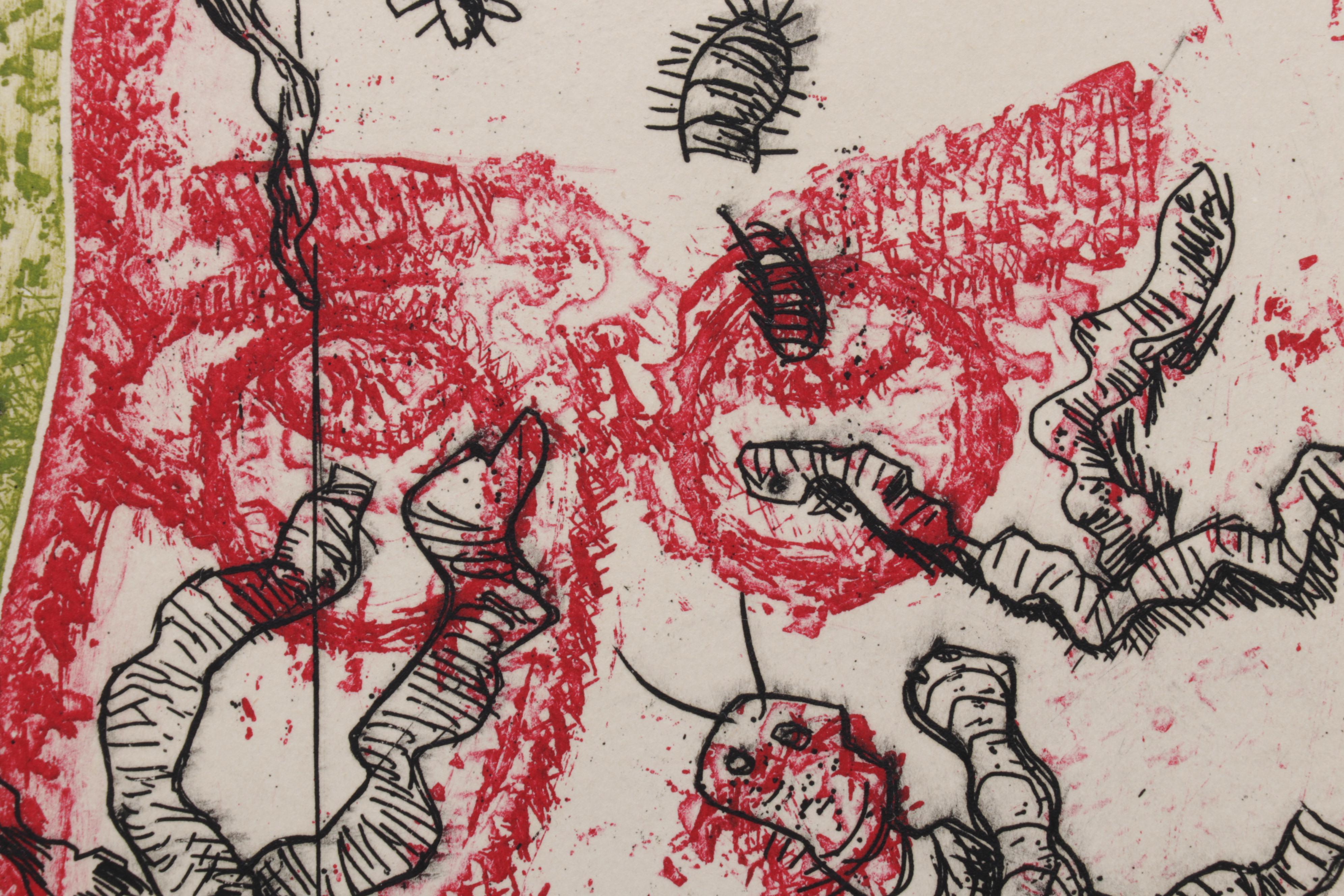 Sidney Chafetz Color Etching "Psychotic Portrait," 1973