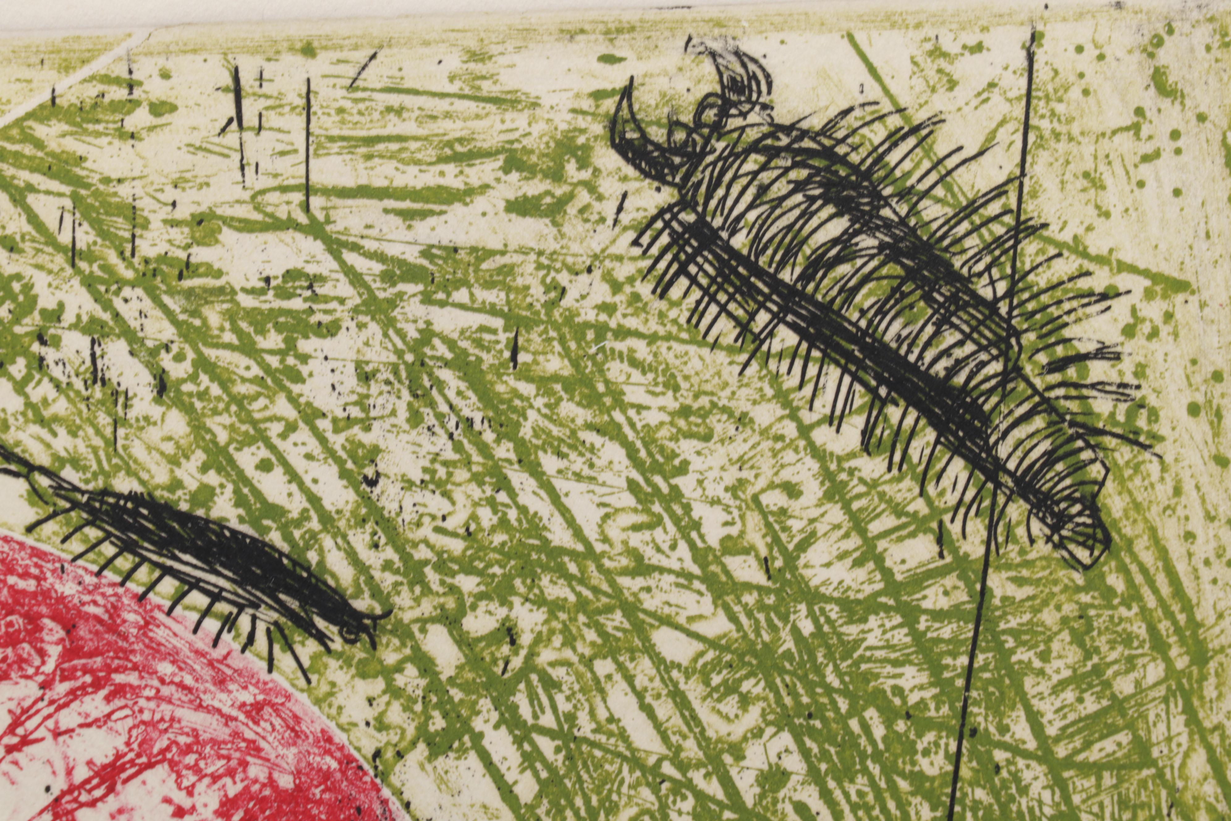 Sidney Chafetz Color Etching "Psychotic Portrait," 1973