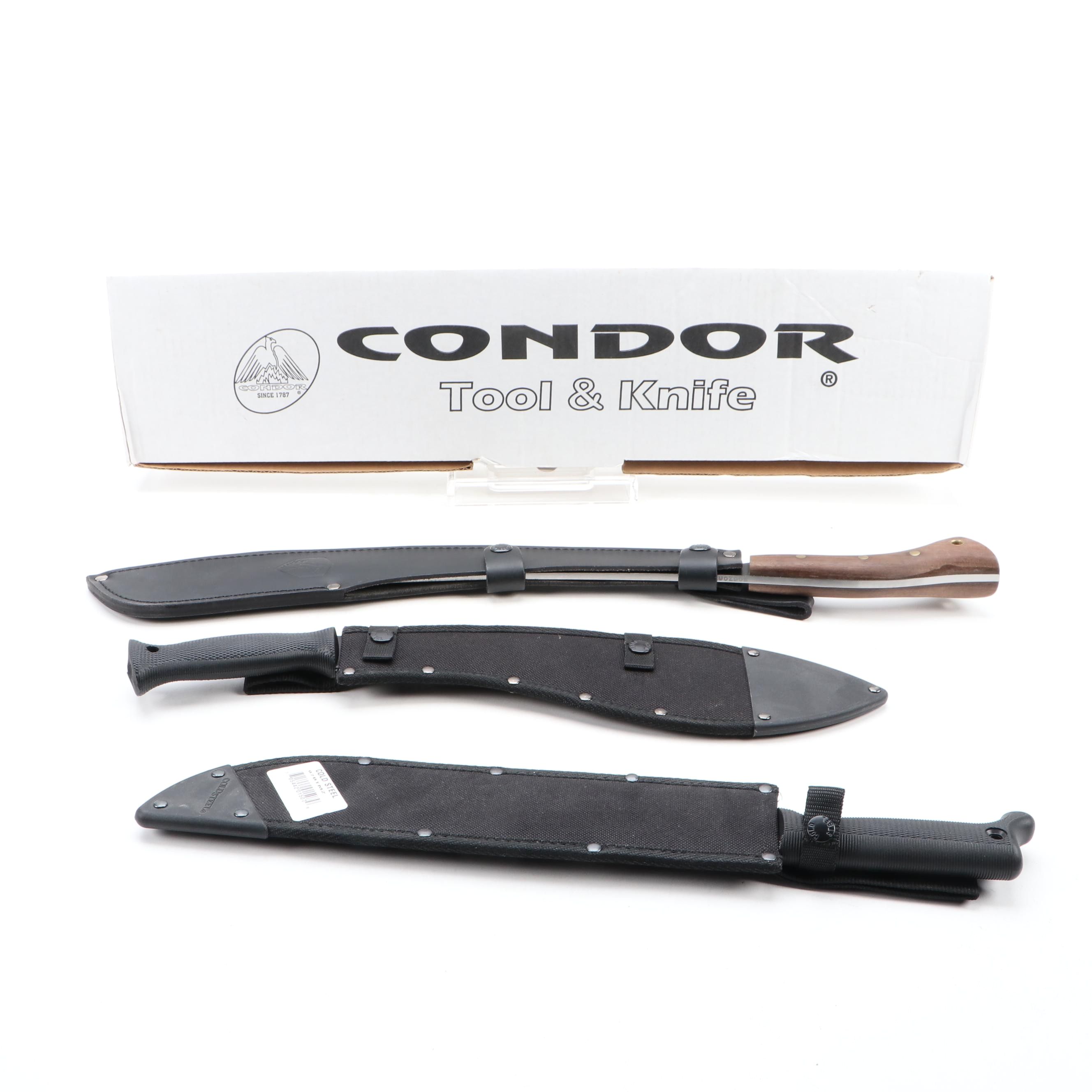 South African Cold Steel Machete With Scabbard, Condor Parang Machete, Khukri