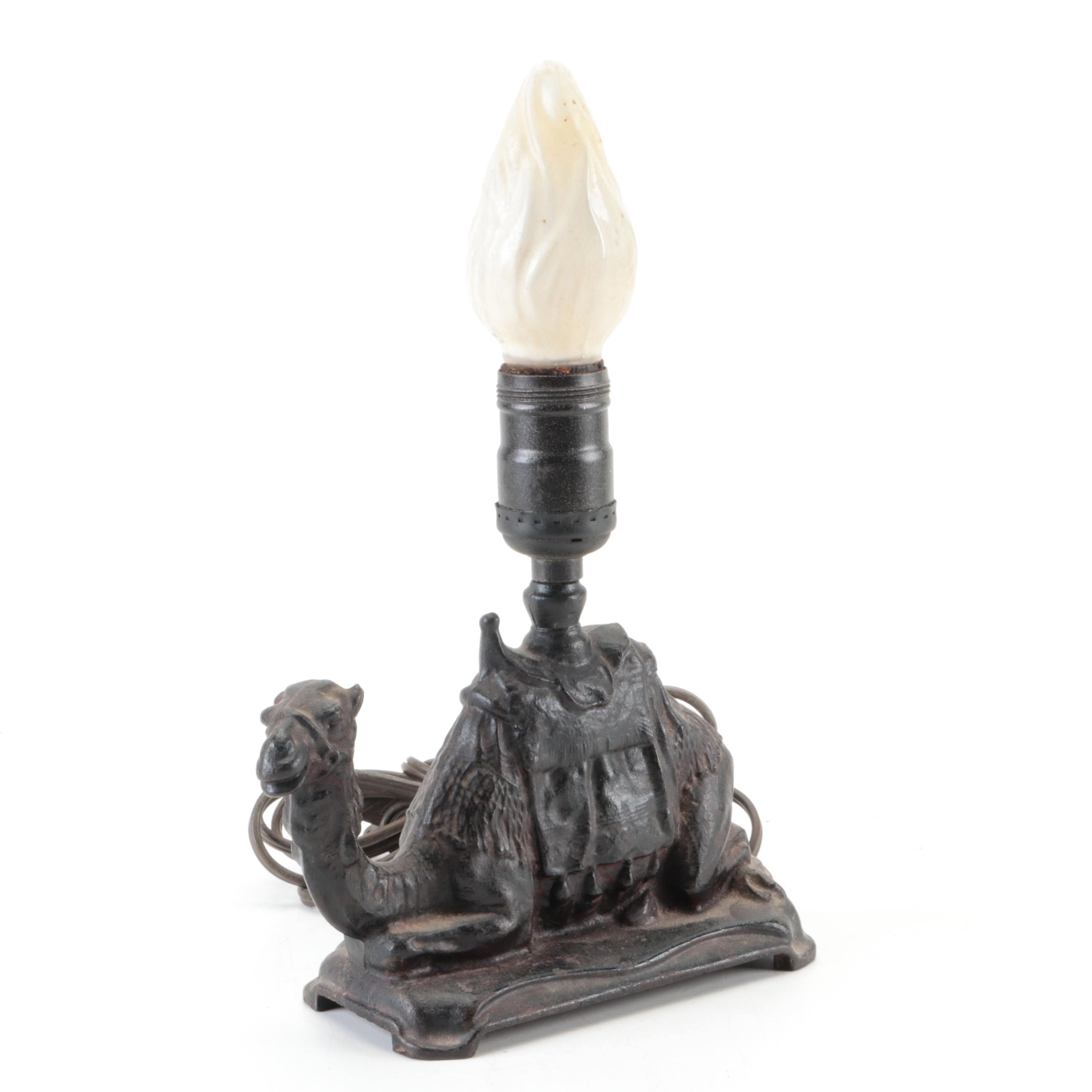 French Orientalist Style Cast Iron Camel Accent Lamp, Late 19th/Early 20th C