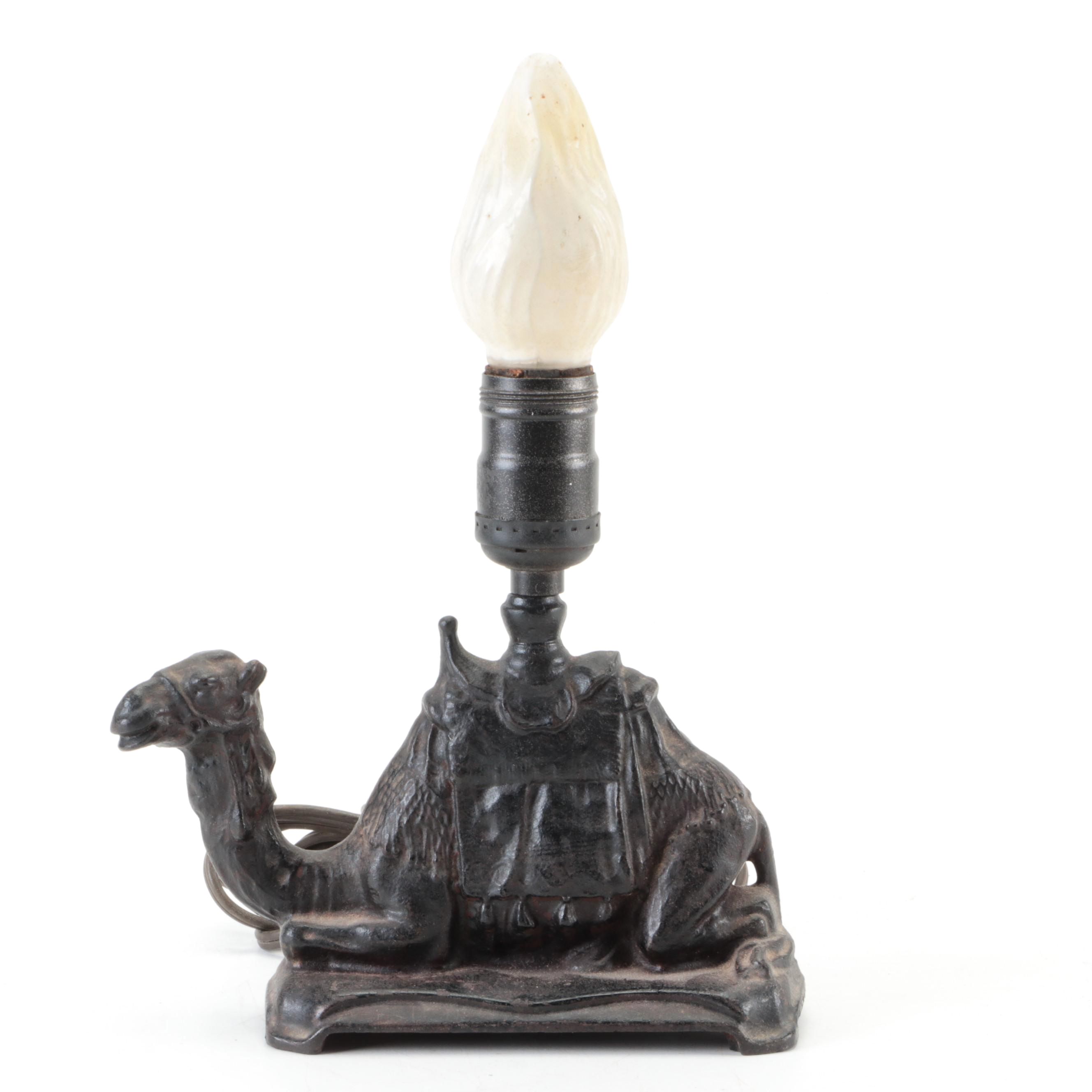French Orientalist Style Cast Iron Camel Accent Lamp, Late 19th/Early 20th C