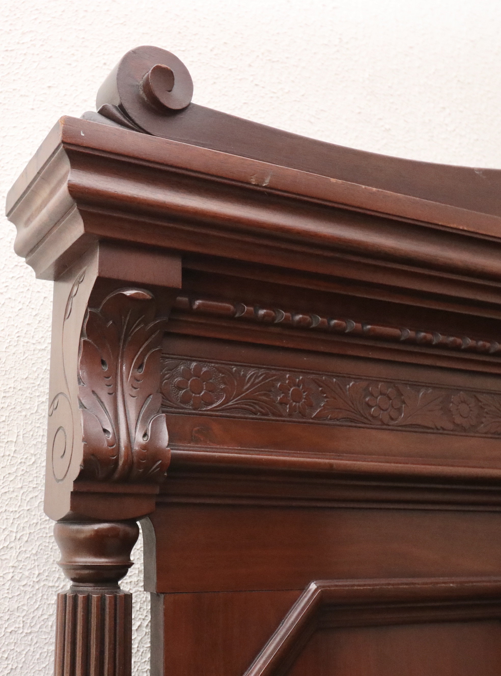 Late Victorian Carved Walnut Full Bed Frame, Early 20th Century