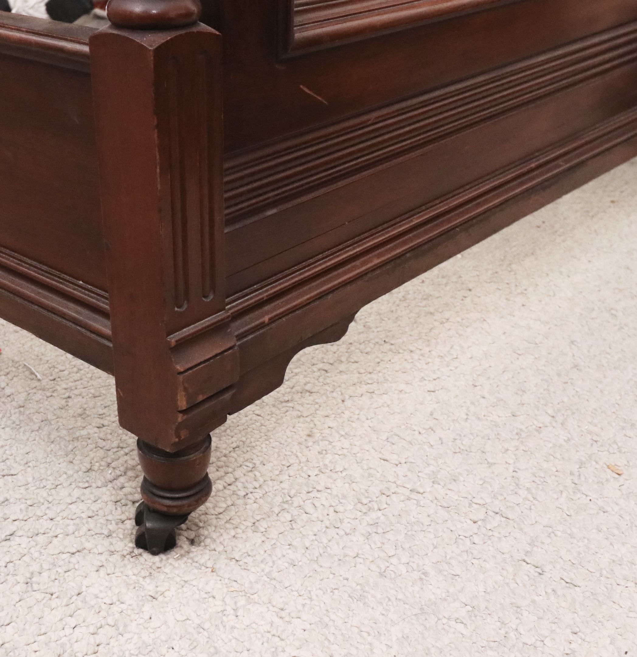 Late Victorian Carved Walnut Full Bed Frame, Early 20th Century