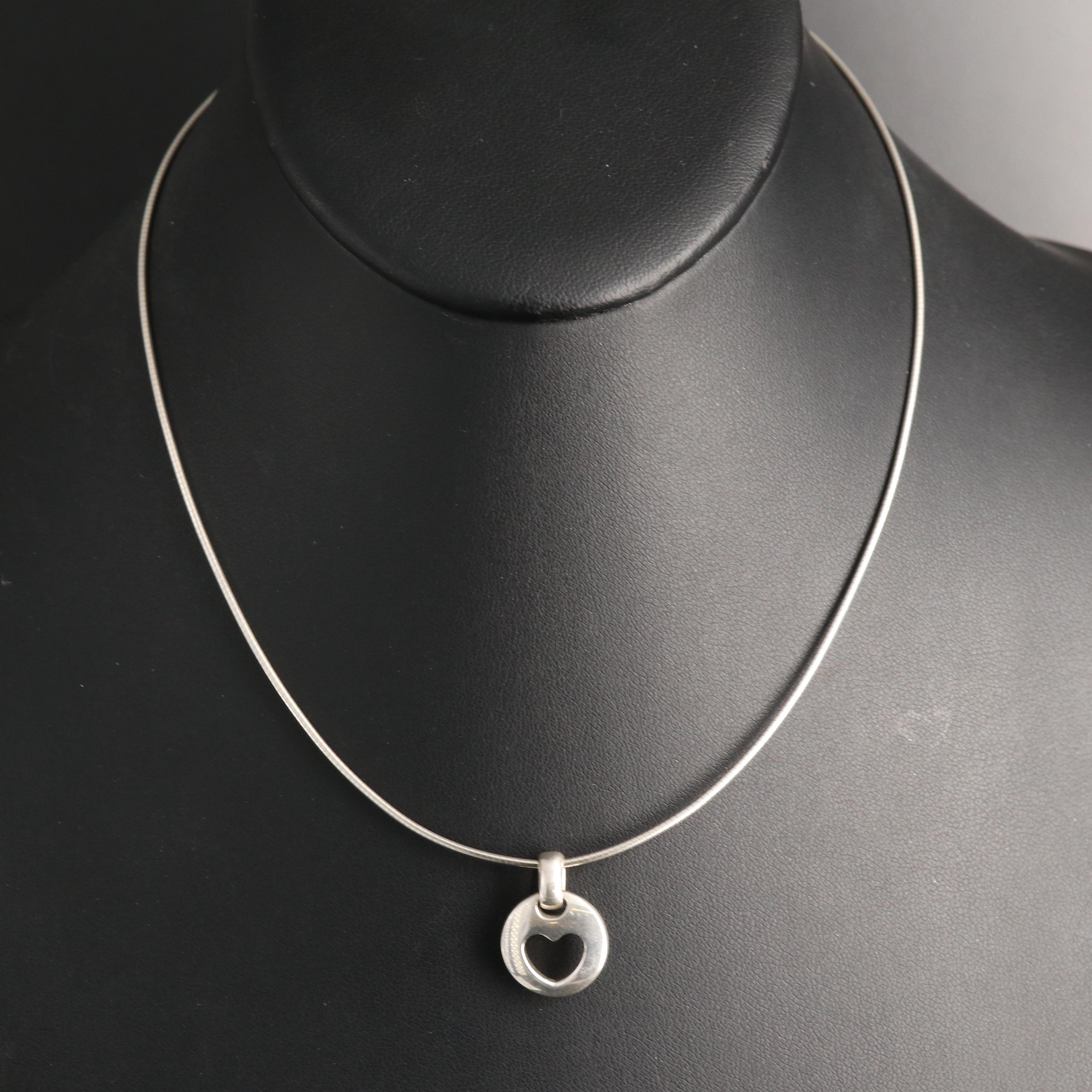 1990s Tiffany & Co. Sterling Cut Out Heart Necklace