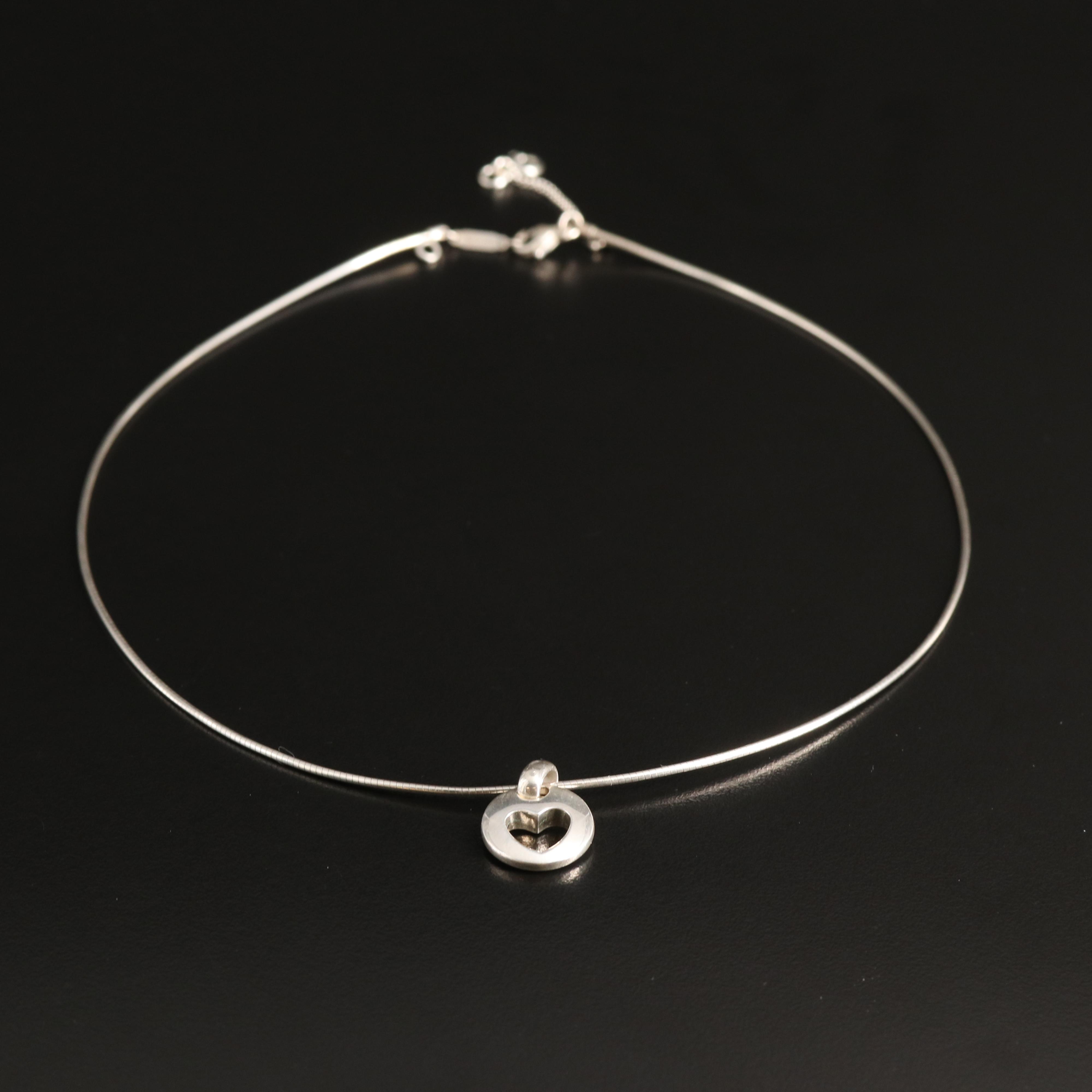 1990s Tiffany & Co. Sterling Cut Out Heart Necklace