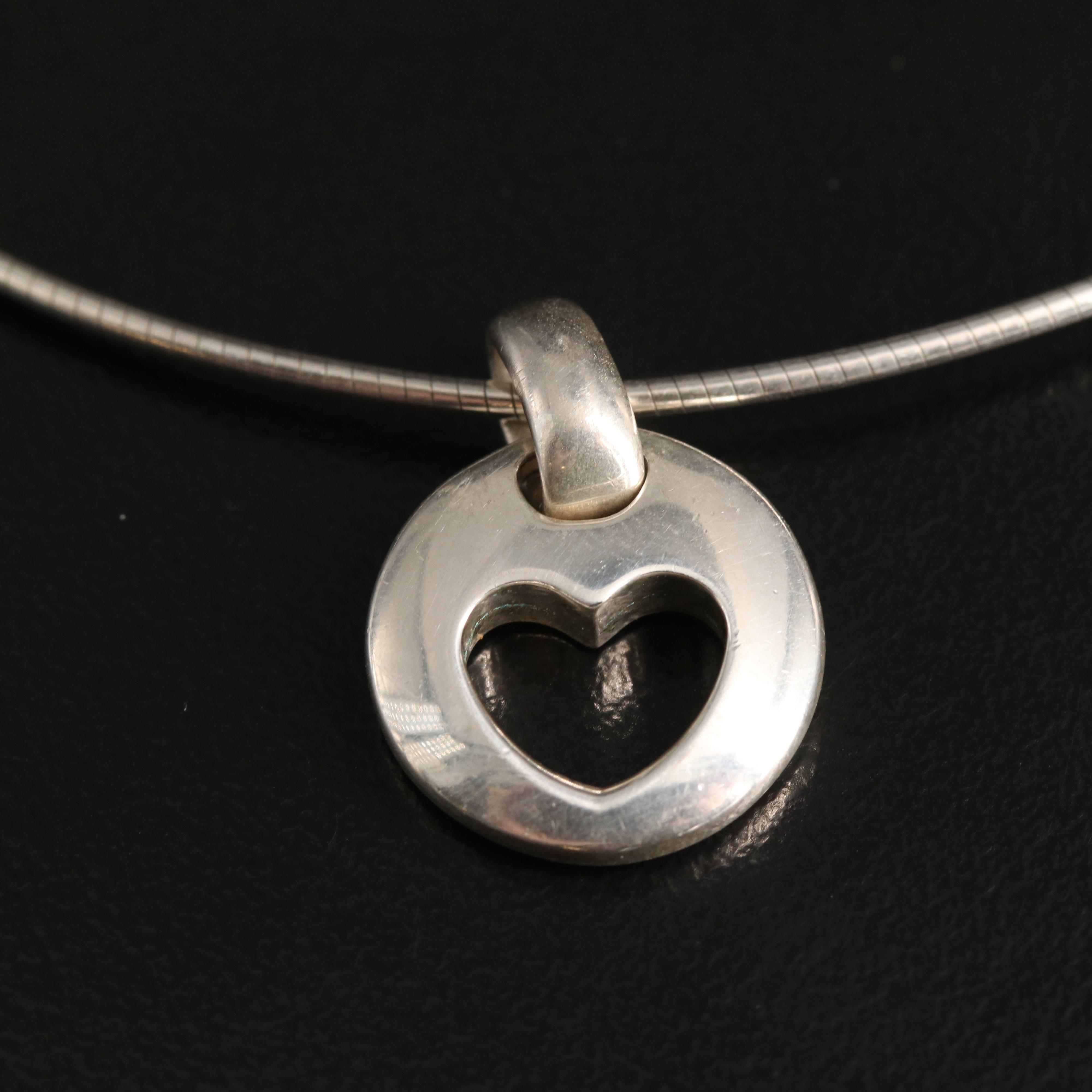 1990s Tiffany & Co. Sterling Cut Out Heart Necklace