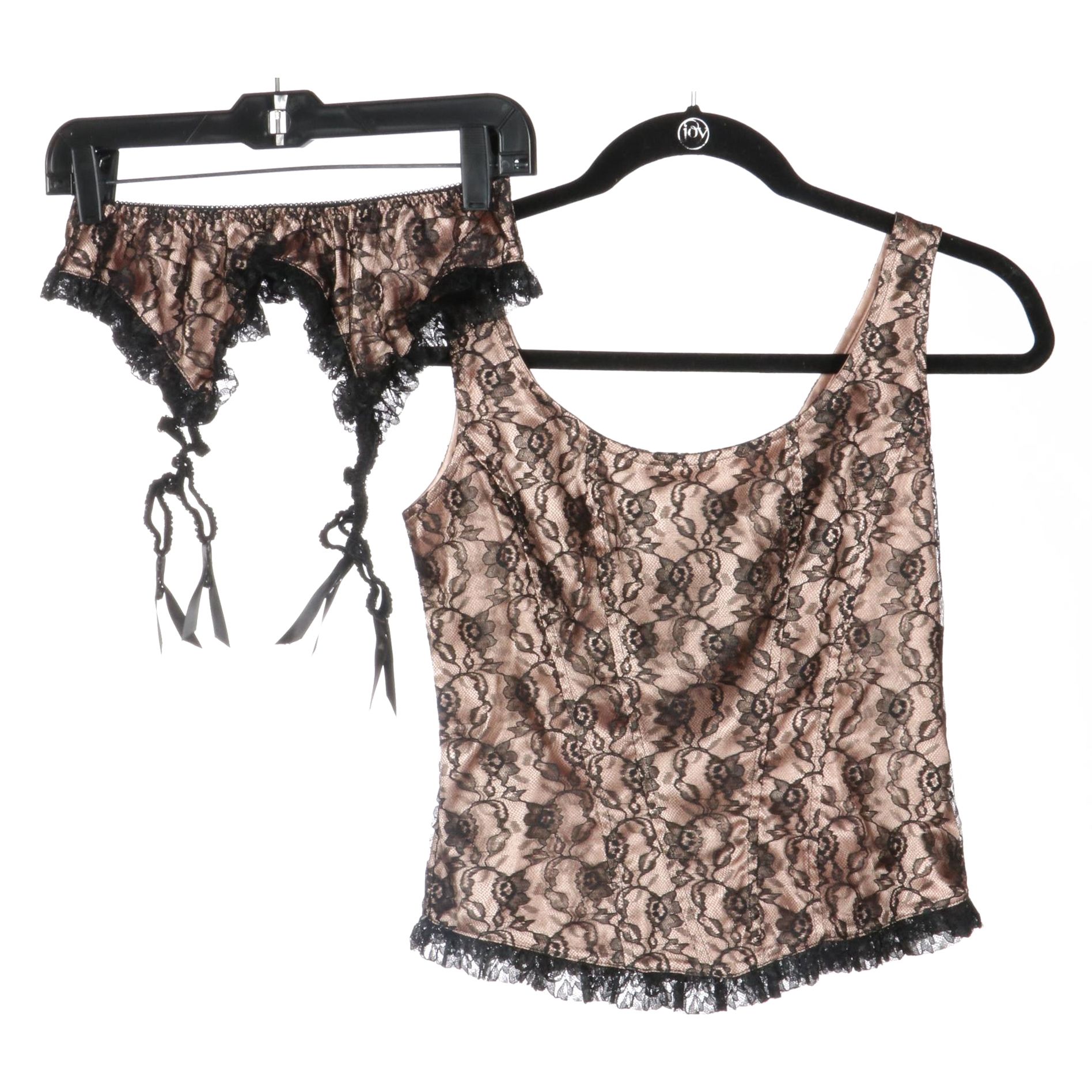Susan Lucci Lace Corset Top, Camisoles, and Garter Belt