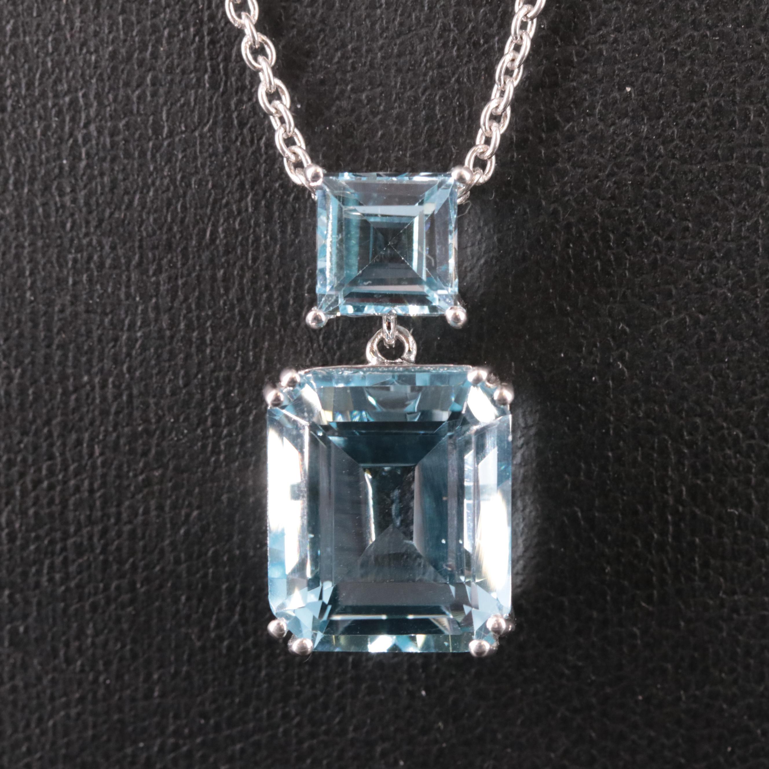 Sterling Blue Topaz Pendant Necklace