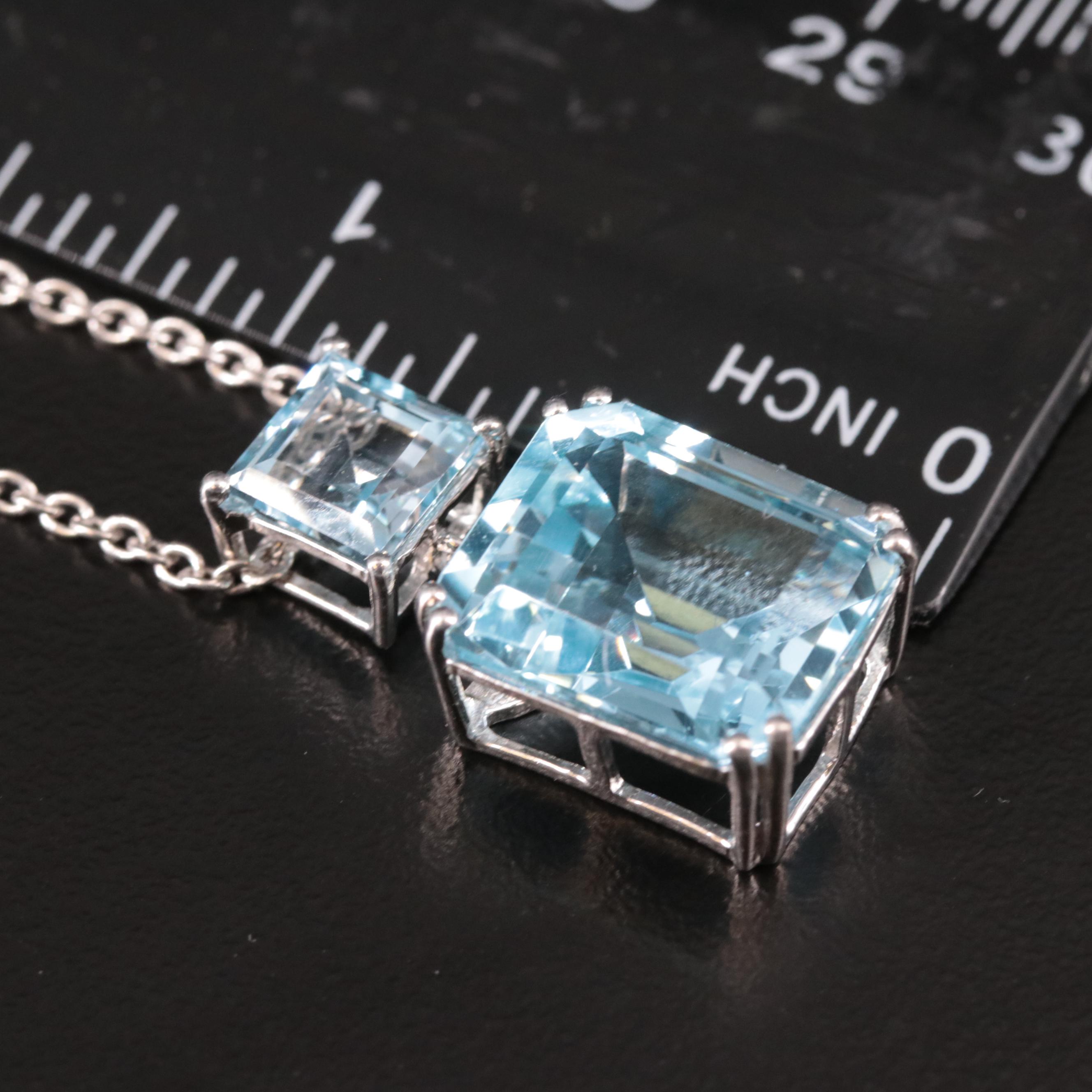 Sterling Blue Topaz Pendant Necklace