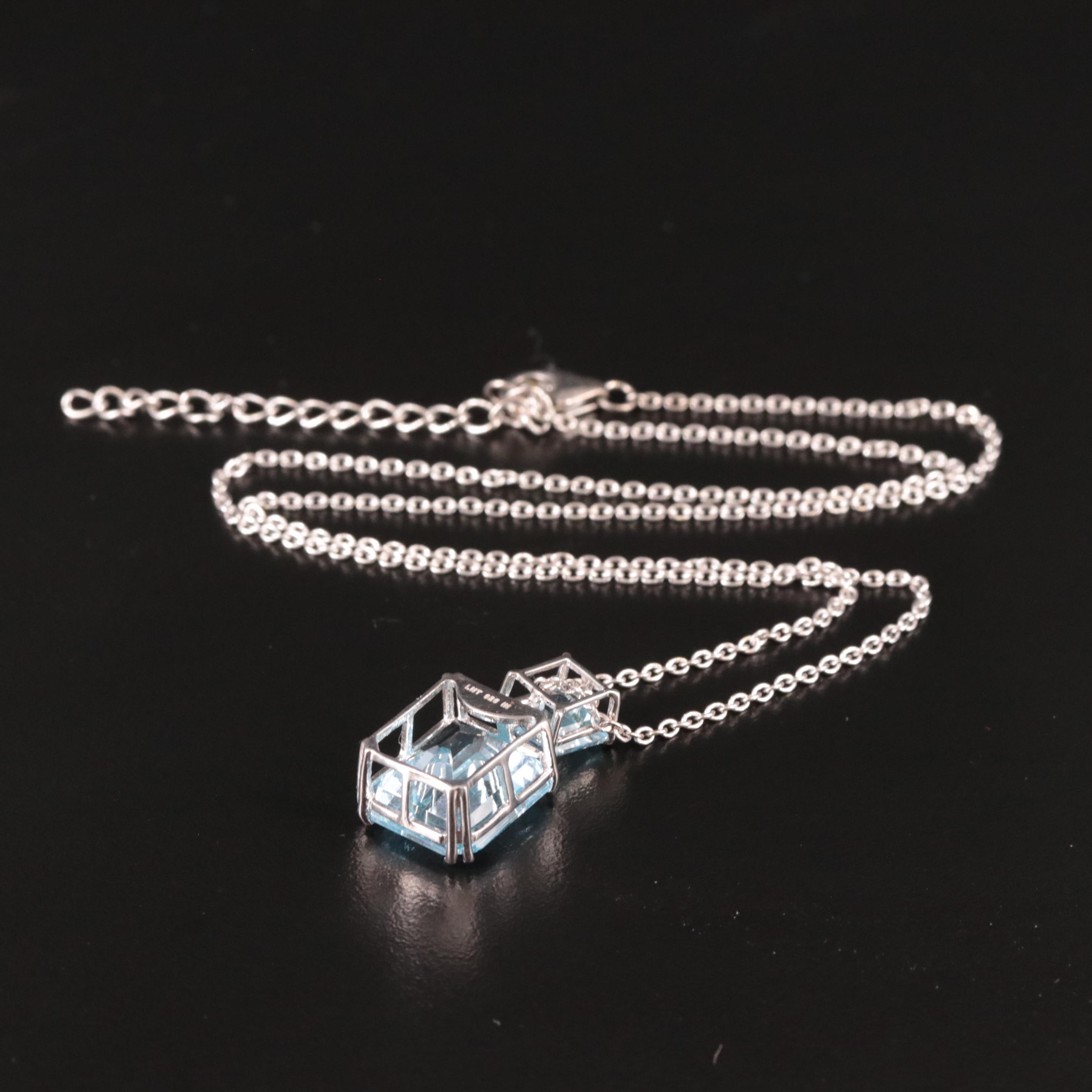 Sterling Blue Topaz Pendant Necklace