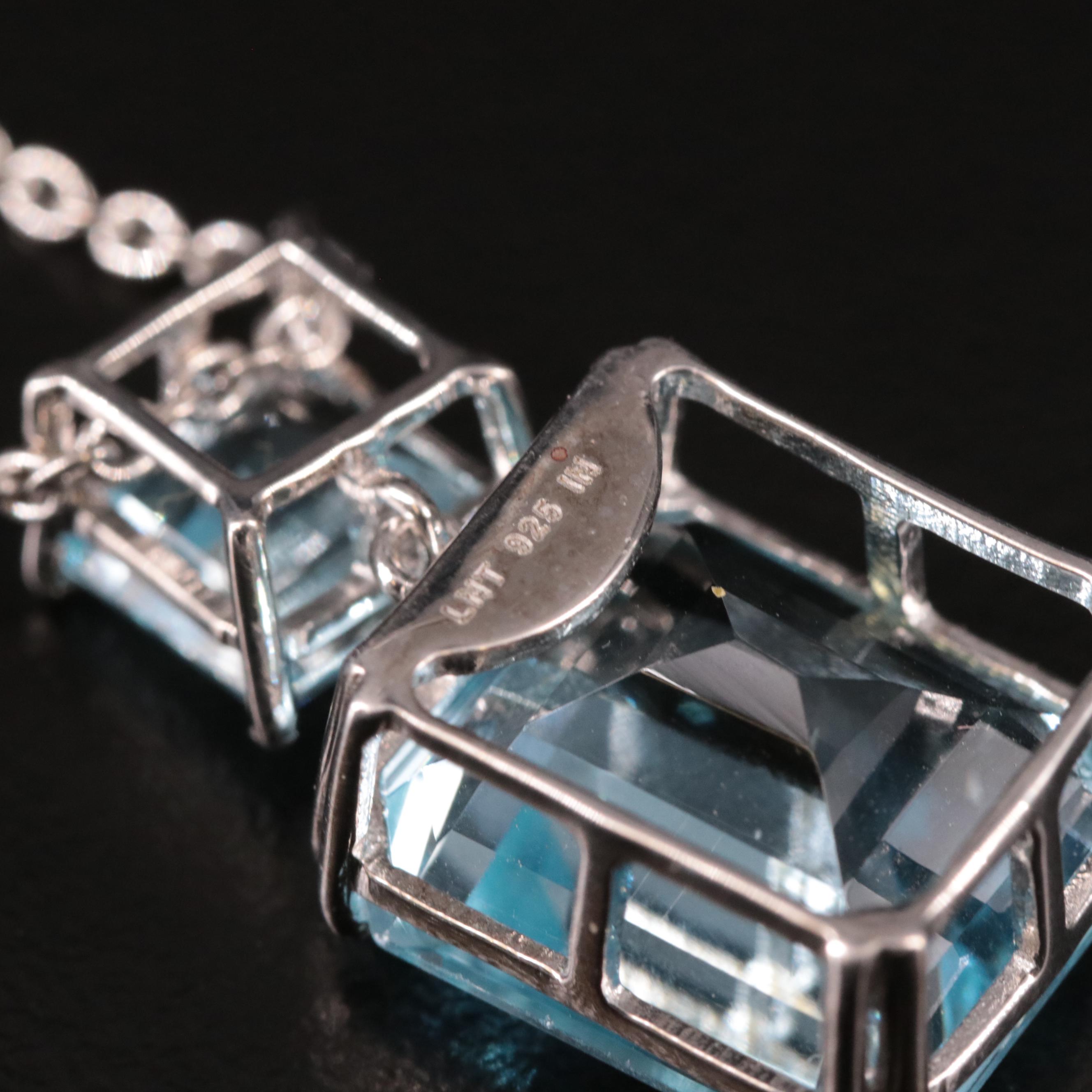 Sterling Blue Topaz Pendant Necklace
