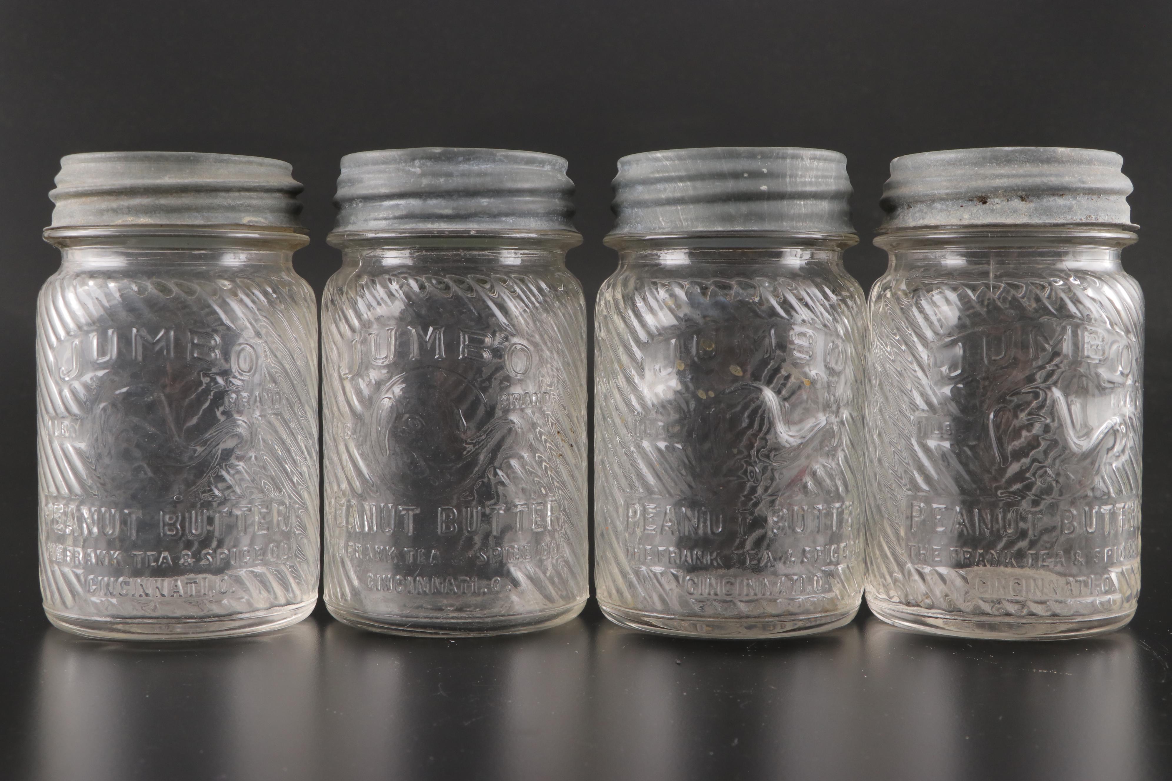 Jumbo Peanut Butter and Apple Butter Glass Jars, Early to Mid-20th Century