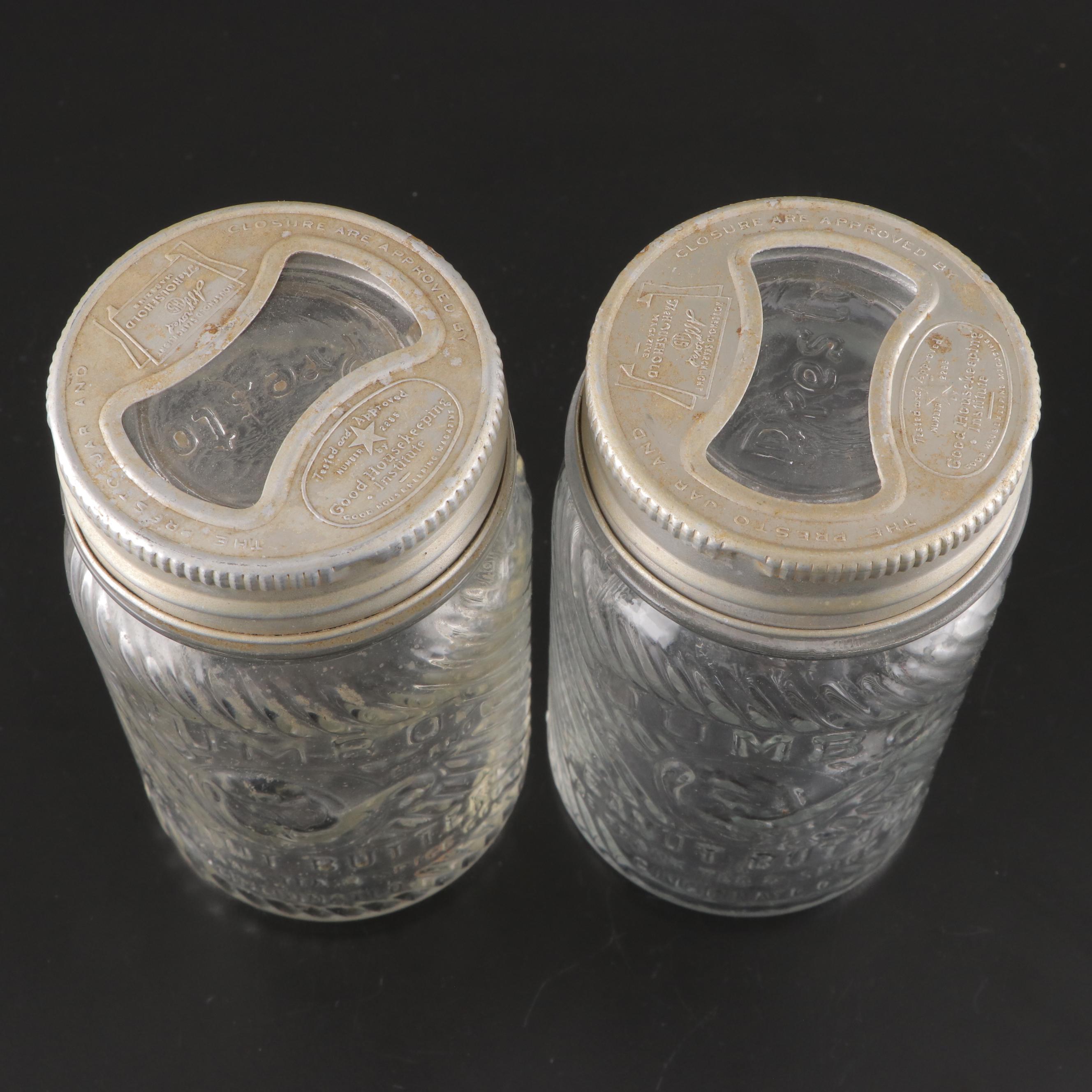 Jumbo Peanut Butter and Apple Butter Glass Jars, Early to Mid-20th Century