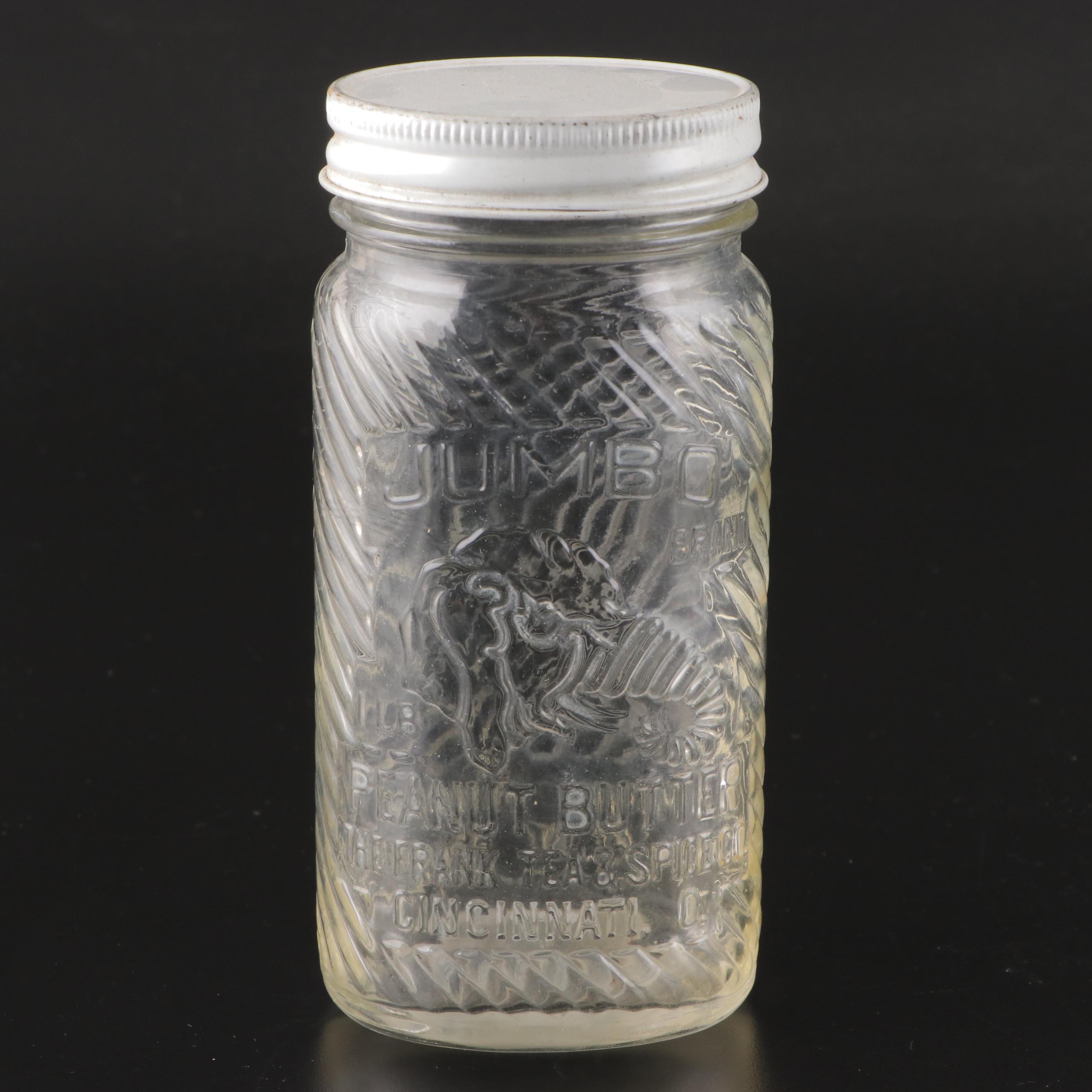 Jumbo Peanut Butter and Apple Butter Glass Jars, Early to Mid-20th Century