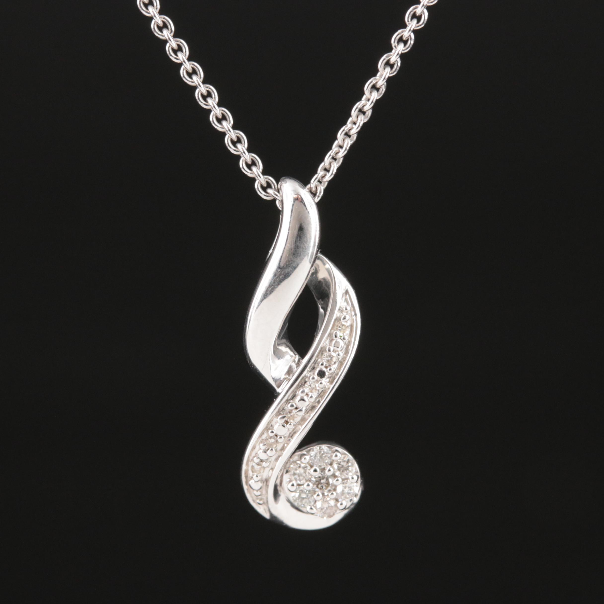 Sterling Diamond Crossover Pendant Necklace