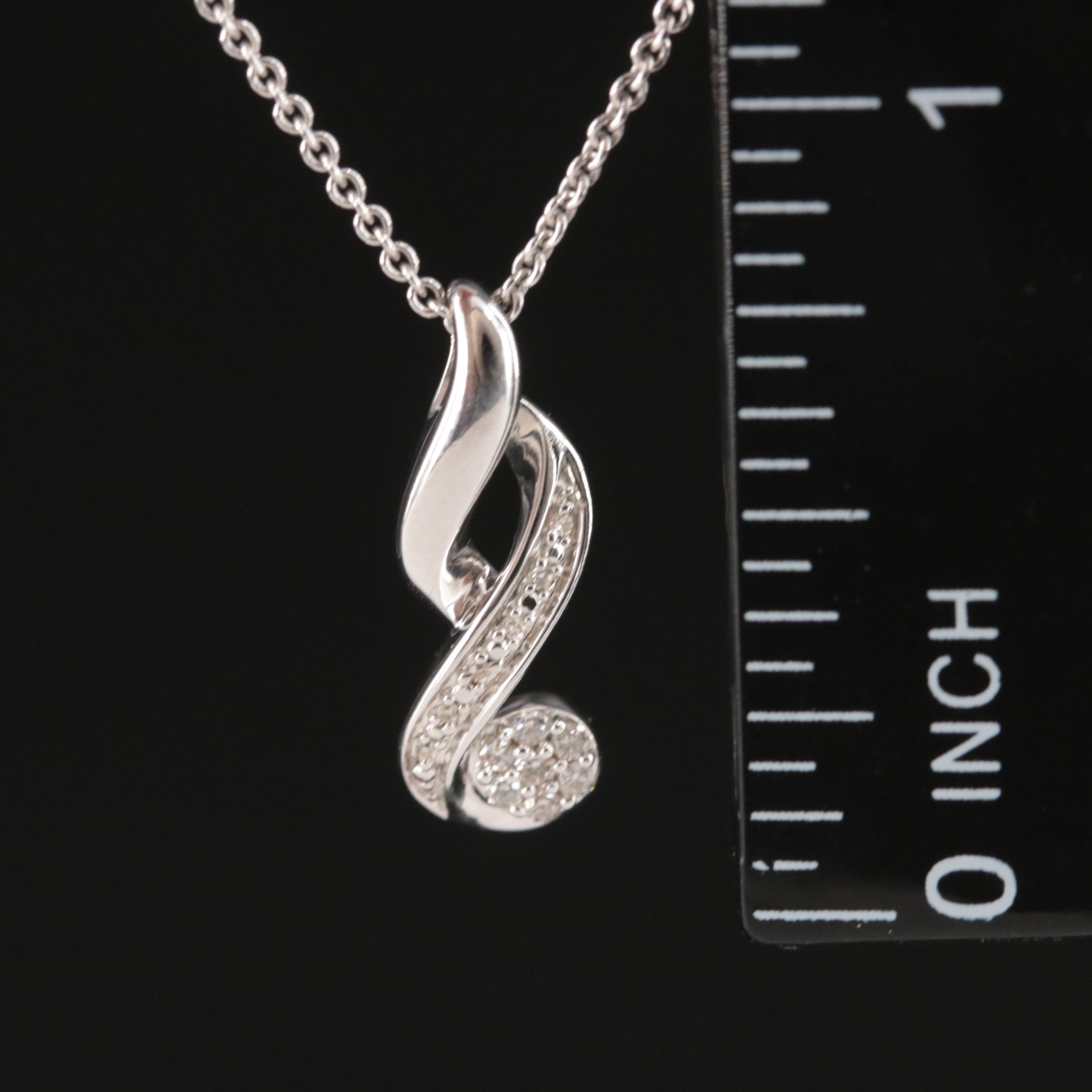 Sterling Diamond Crossover Pendant Necklace