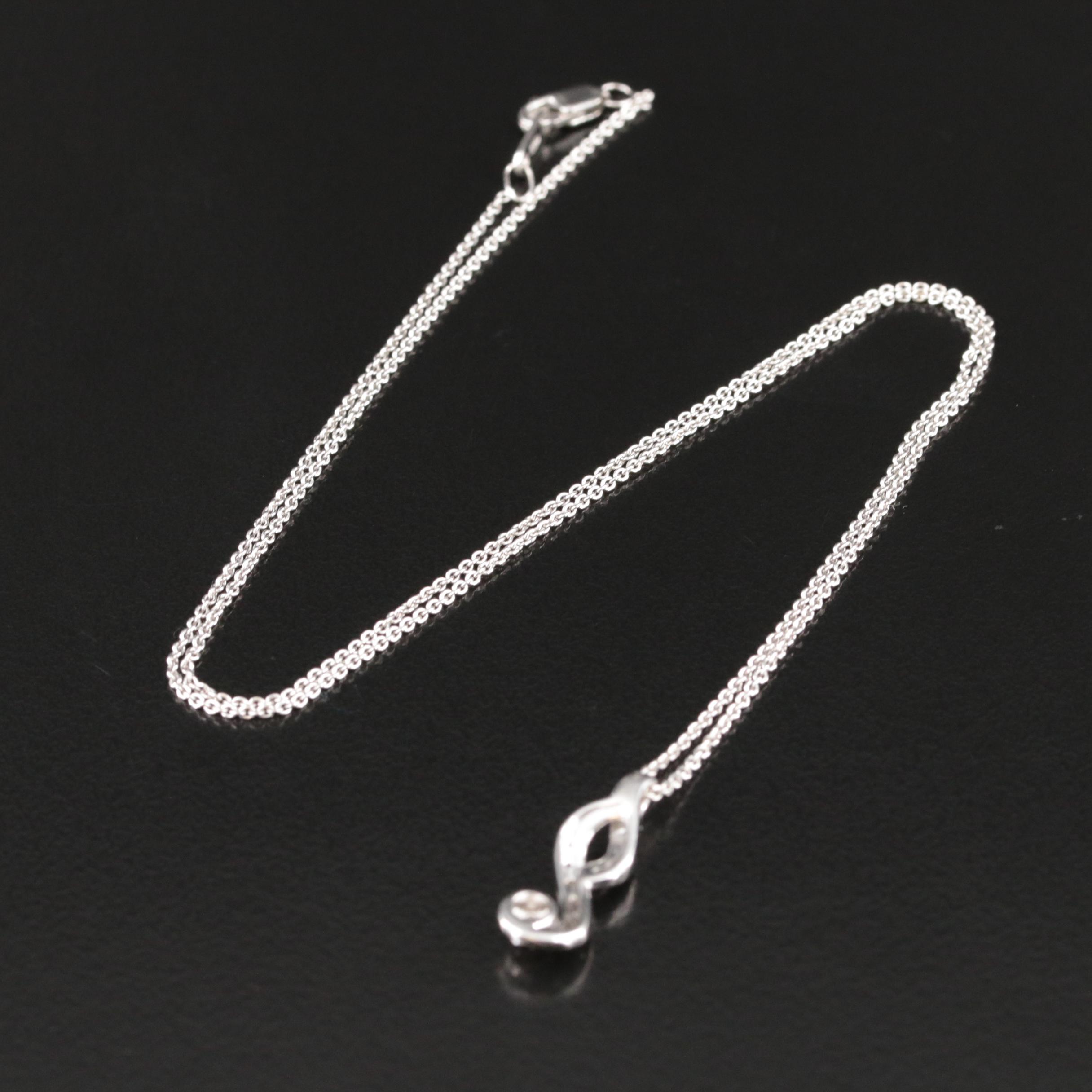 Sterling Diamond Crossover Pendant Necklace