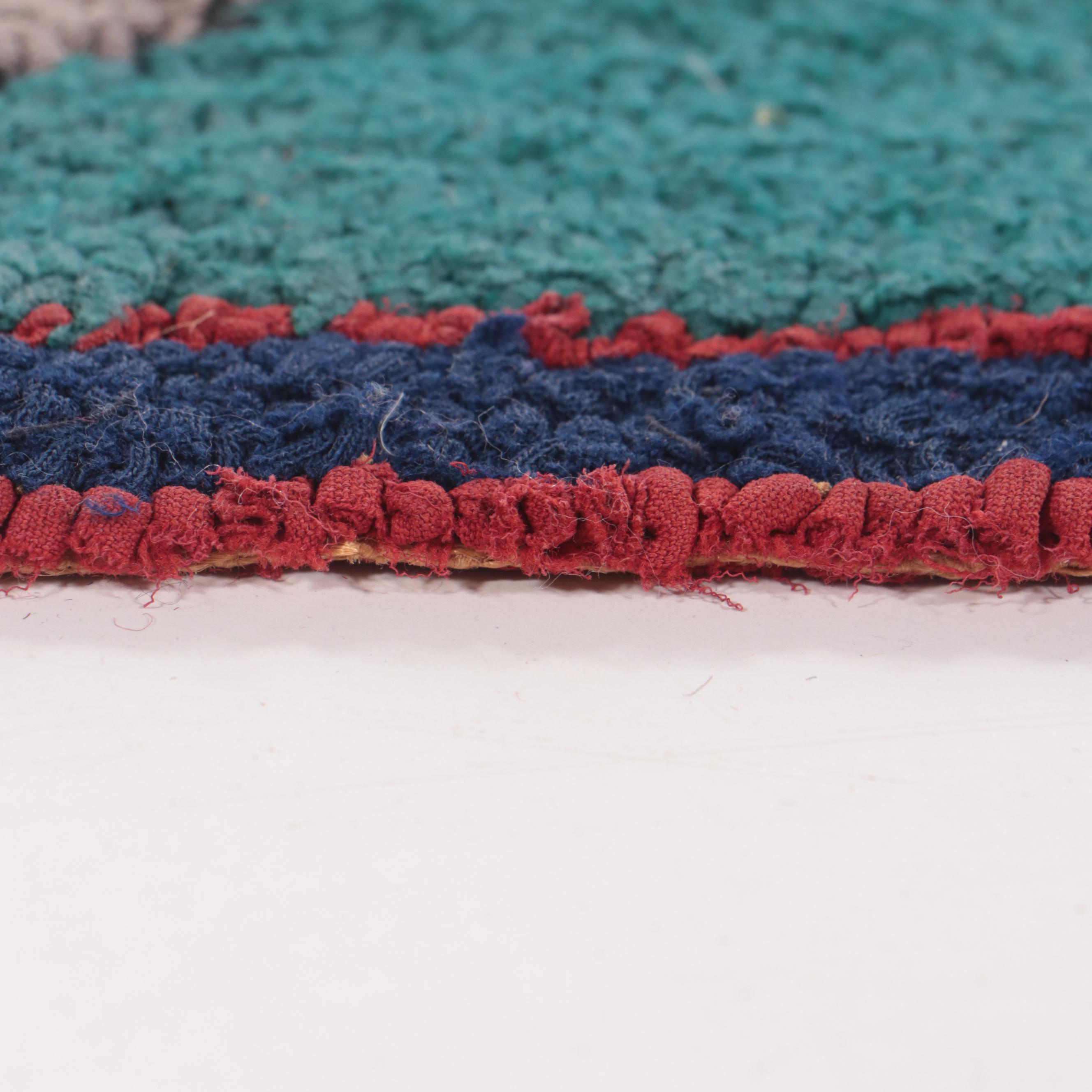 Two Hand-Hooked American Folk Art Style Pictorial Accent Rugs