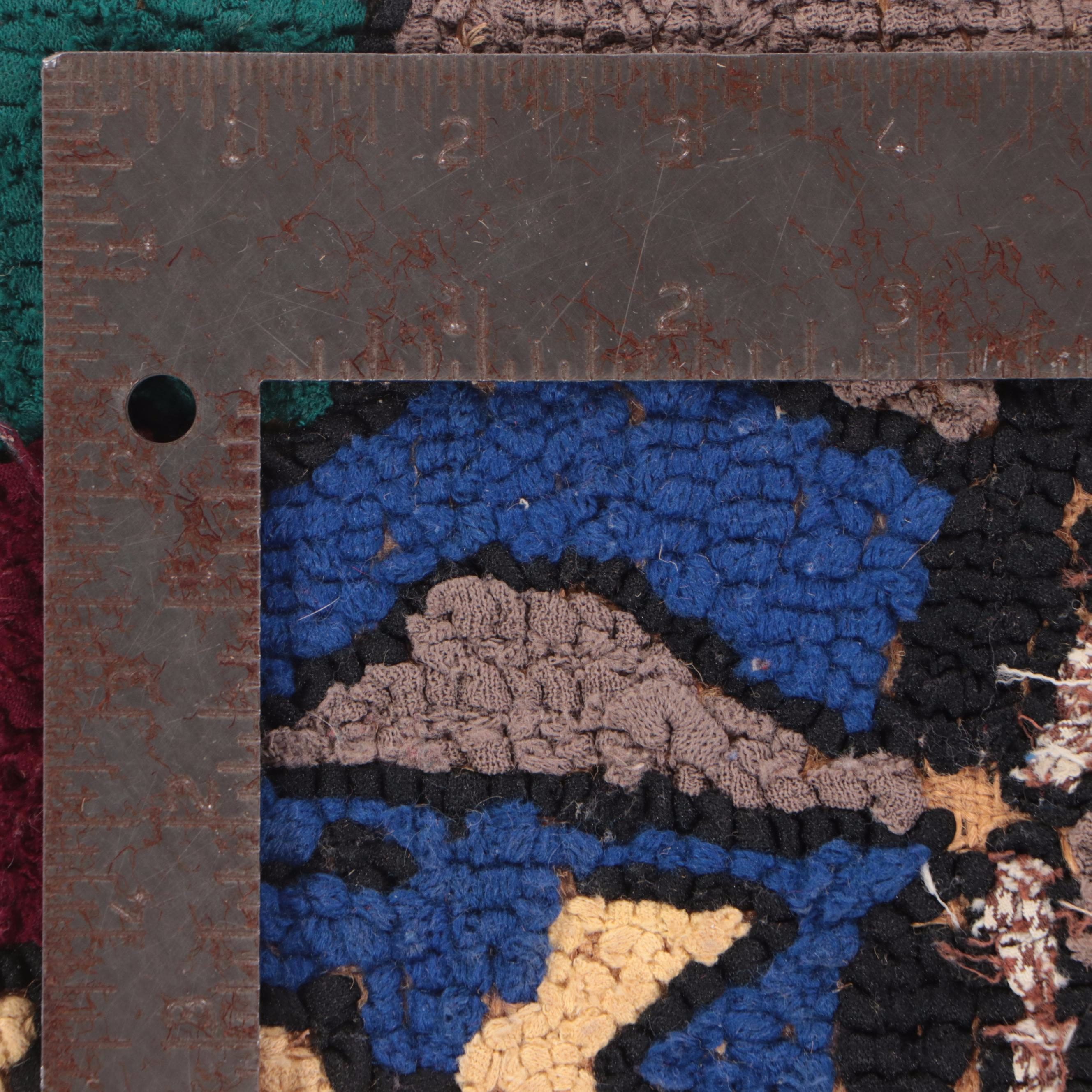 Two Hand-Hooked American Folk Art Style Pictorial Accent Rugs