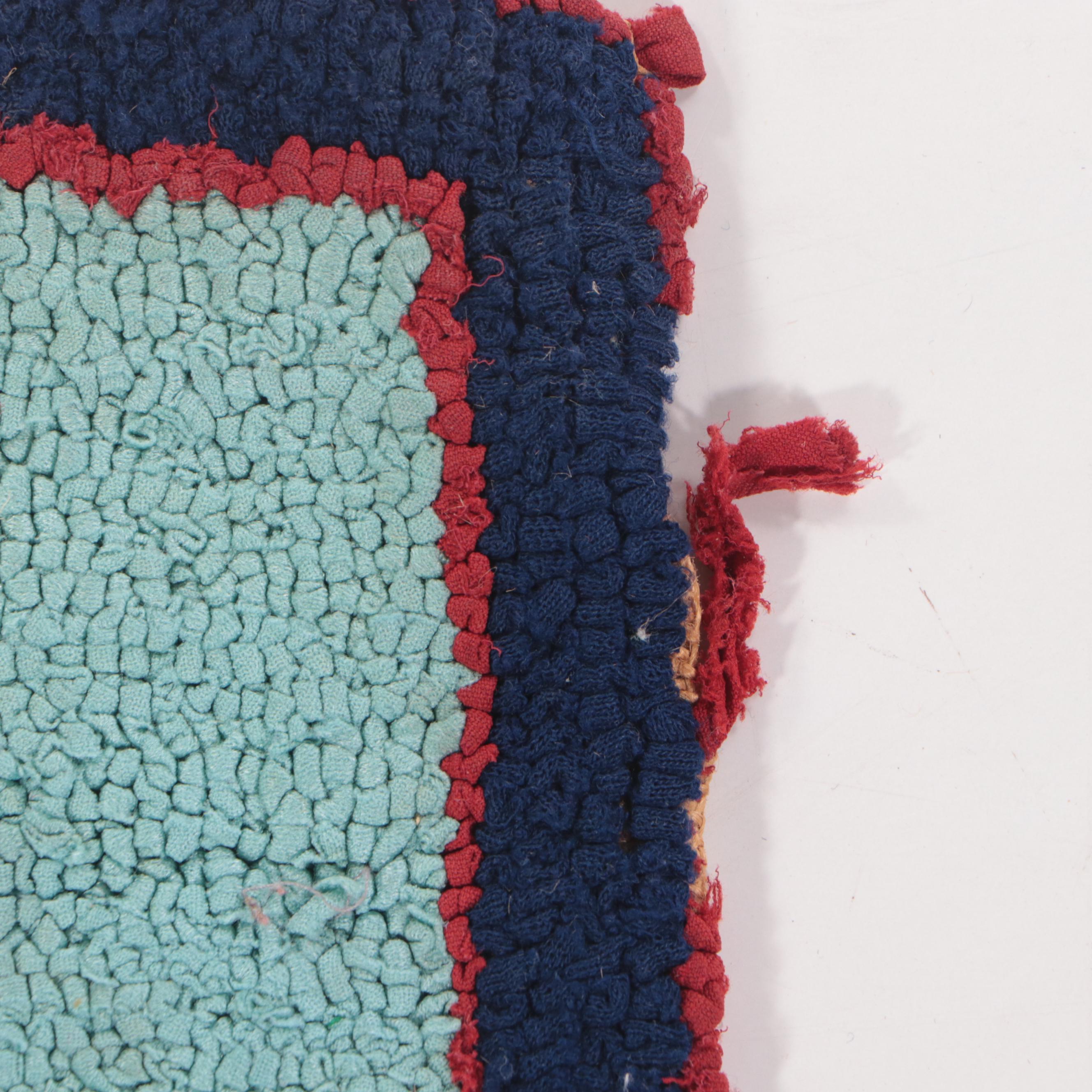 Two Hand-Hooked American Folk Art Style Pictorial Accent Rugs