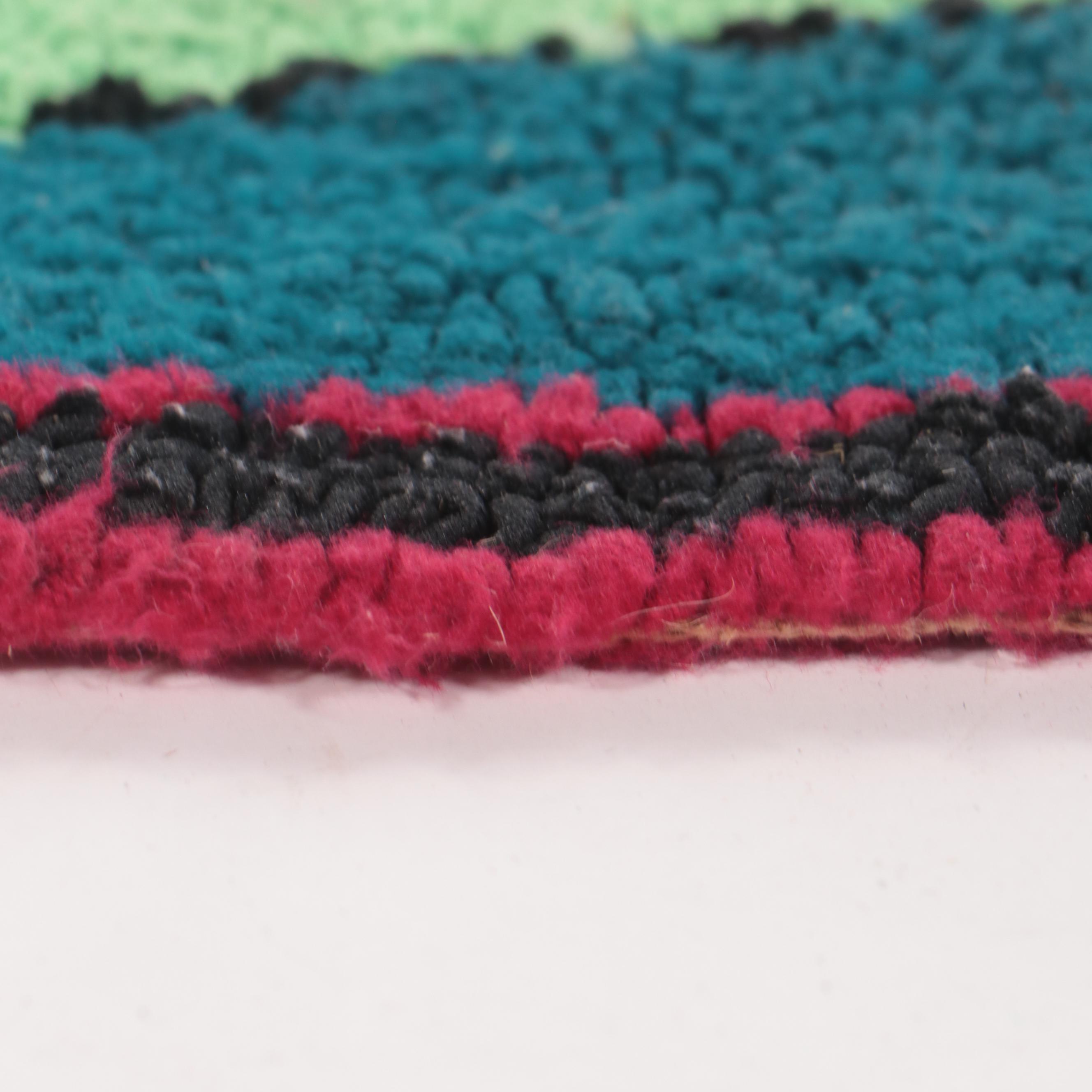 Two Hand-Hooked American Folk Art Style Pictorial Accent Rugs