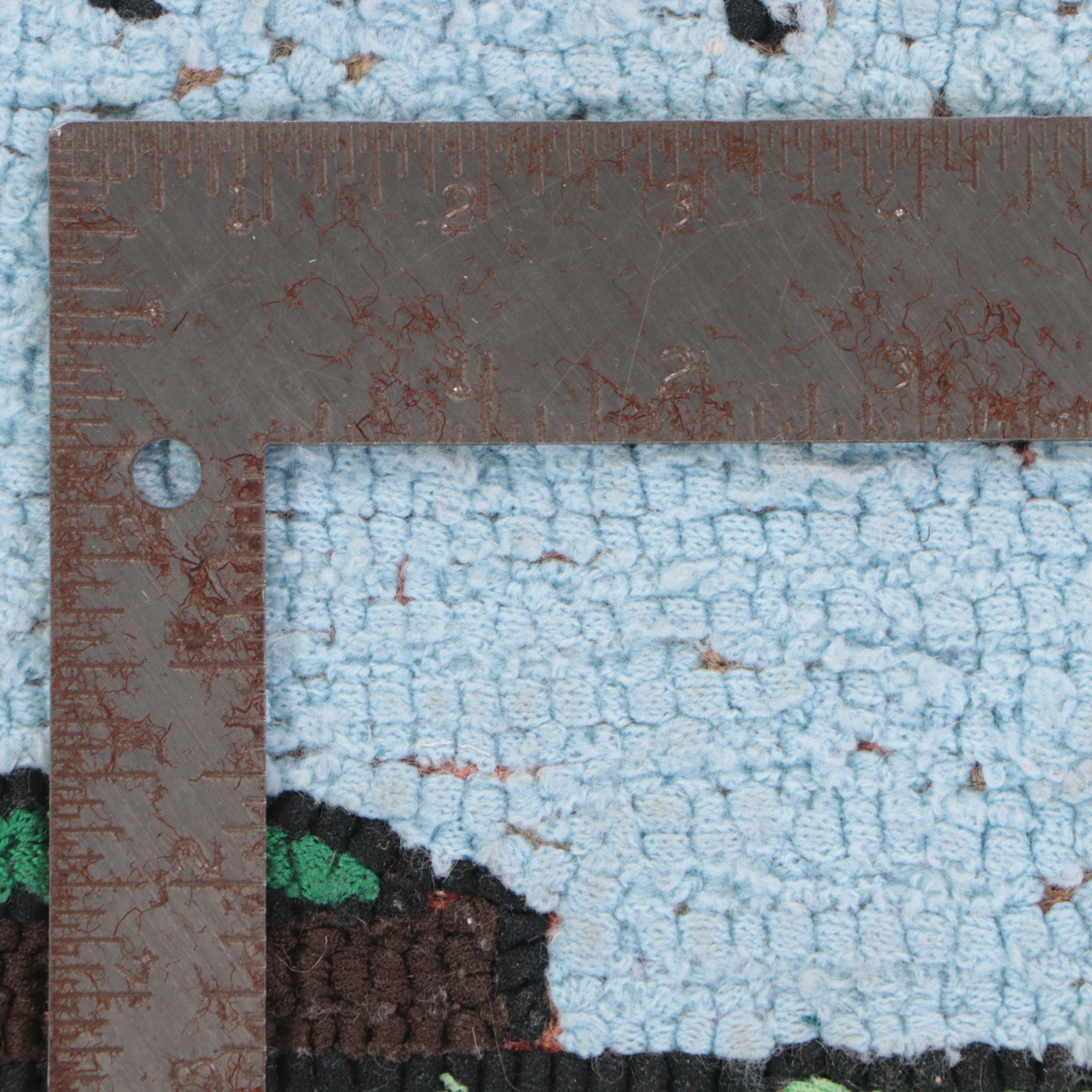 Two Hand-Hooked American Folk Art Style Pictorial Accent Rugs