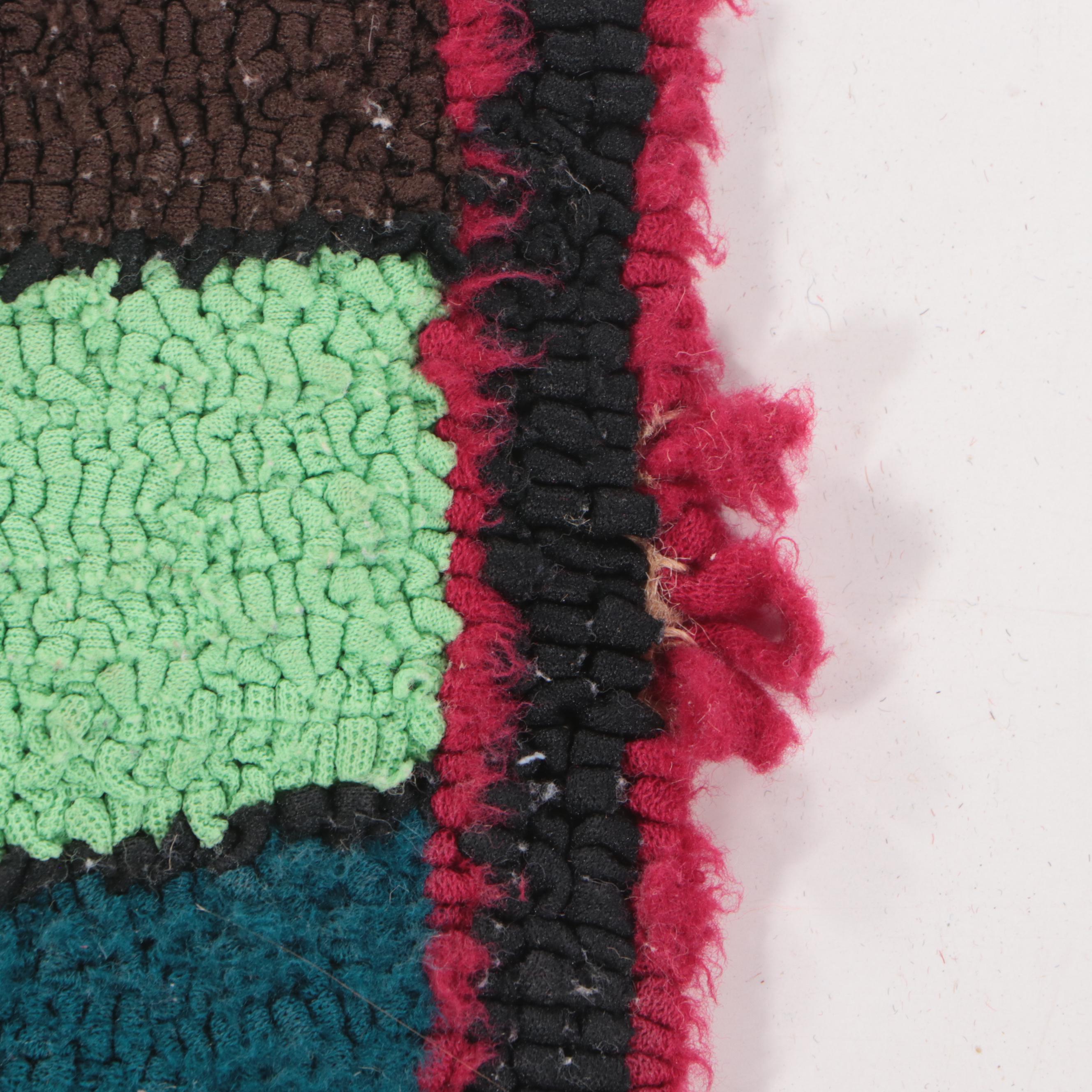 Two Hand-Hooked American Folk Art Style Pictorial Accent Rugs