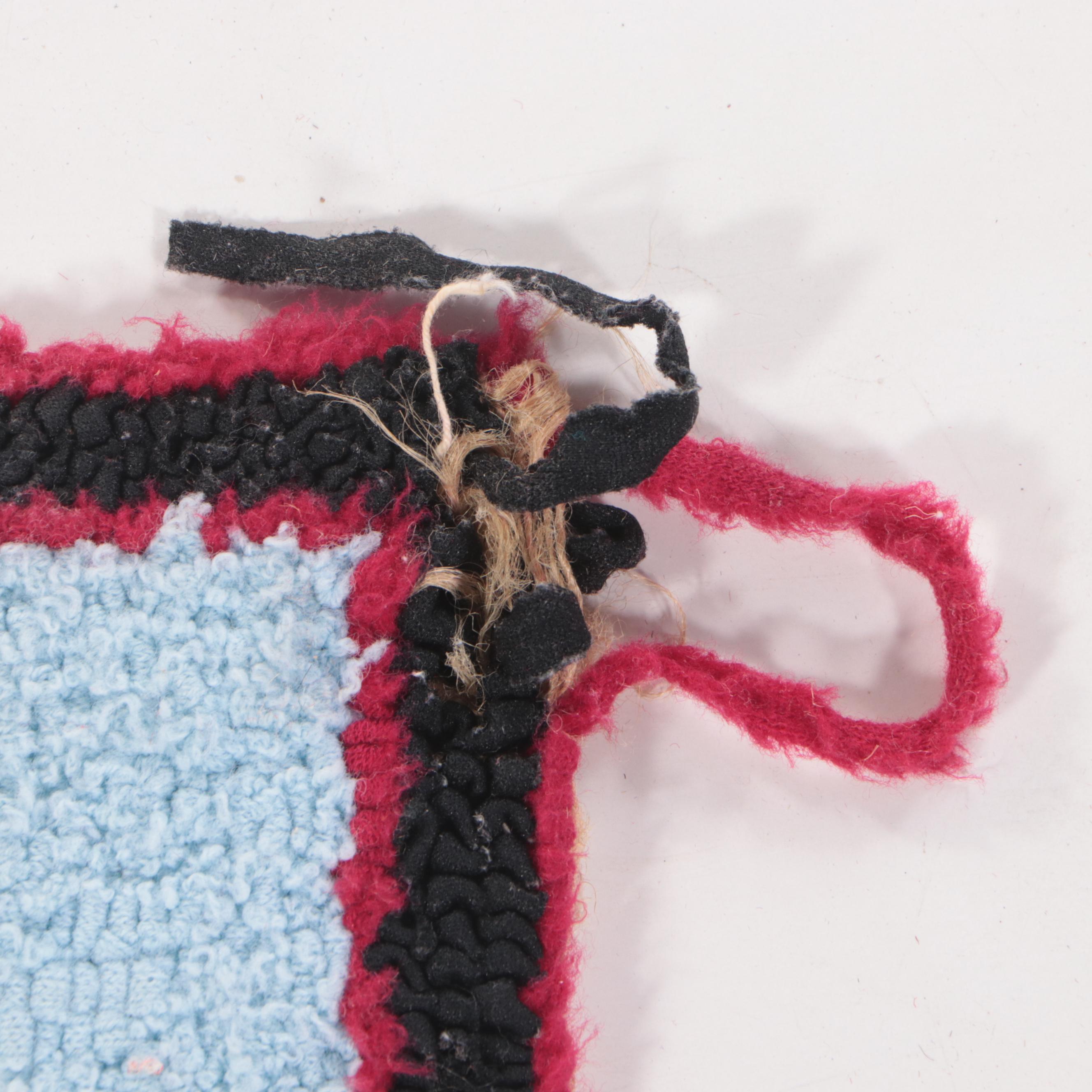 Two Hand-Hooked American Folk Art Style Pictorial Accent Rugs