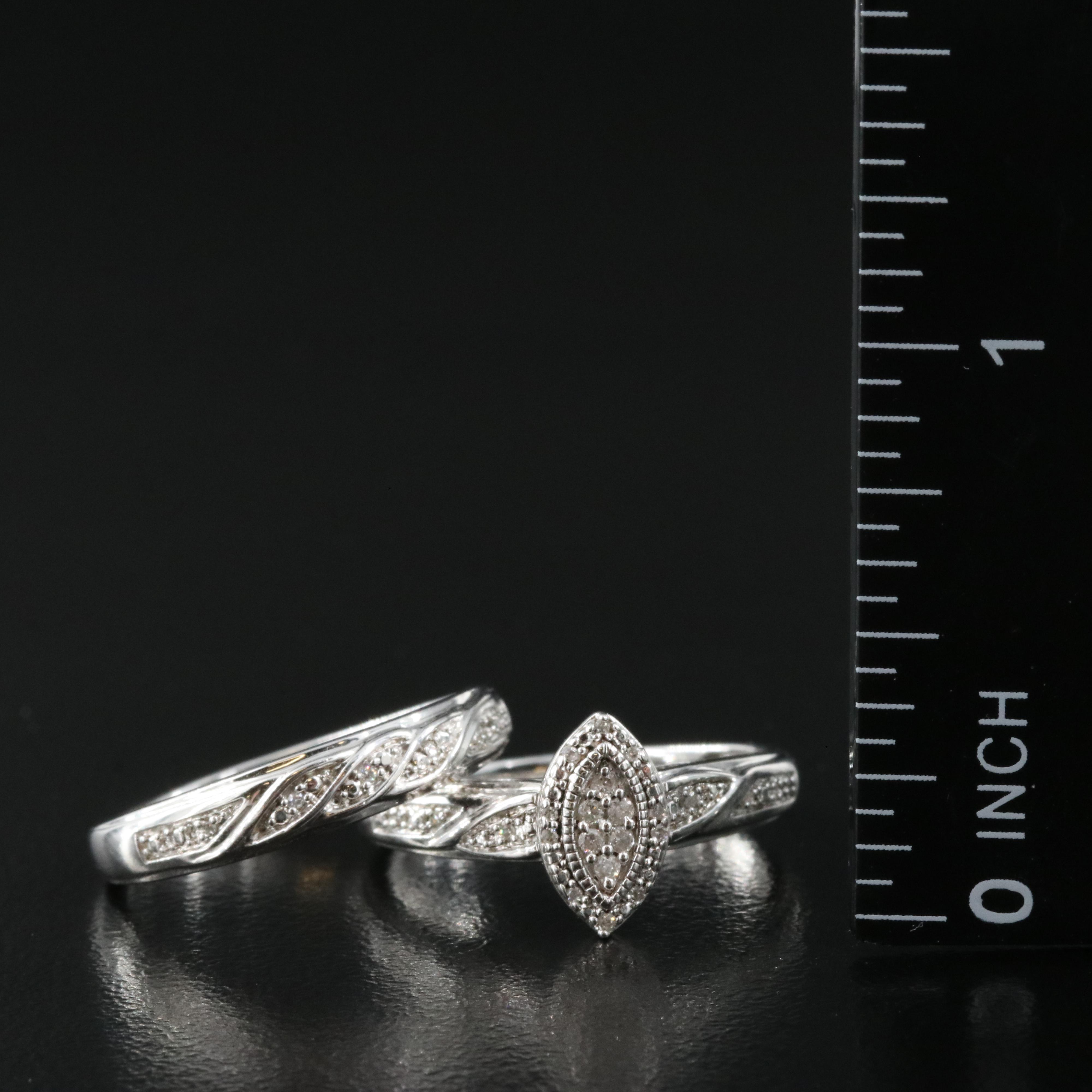 Sterling Diamond Ring and Band
