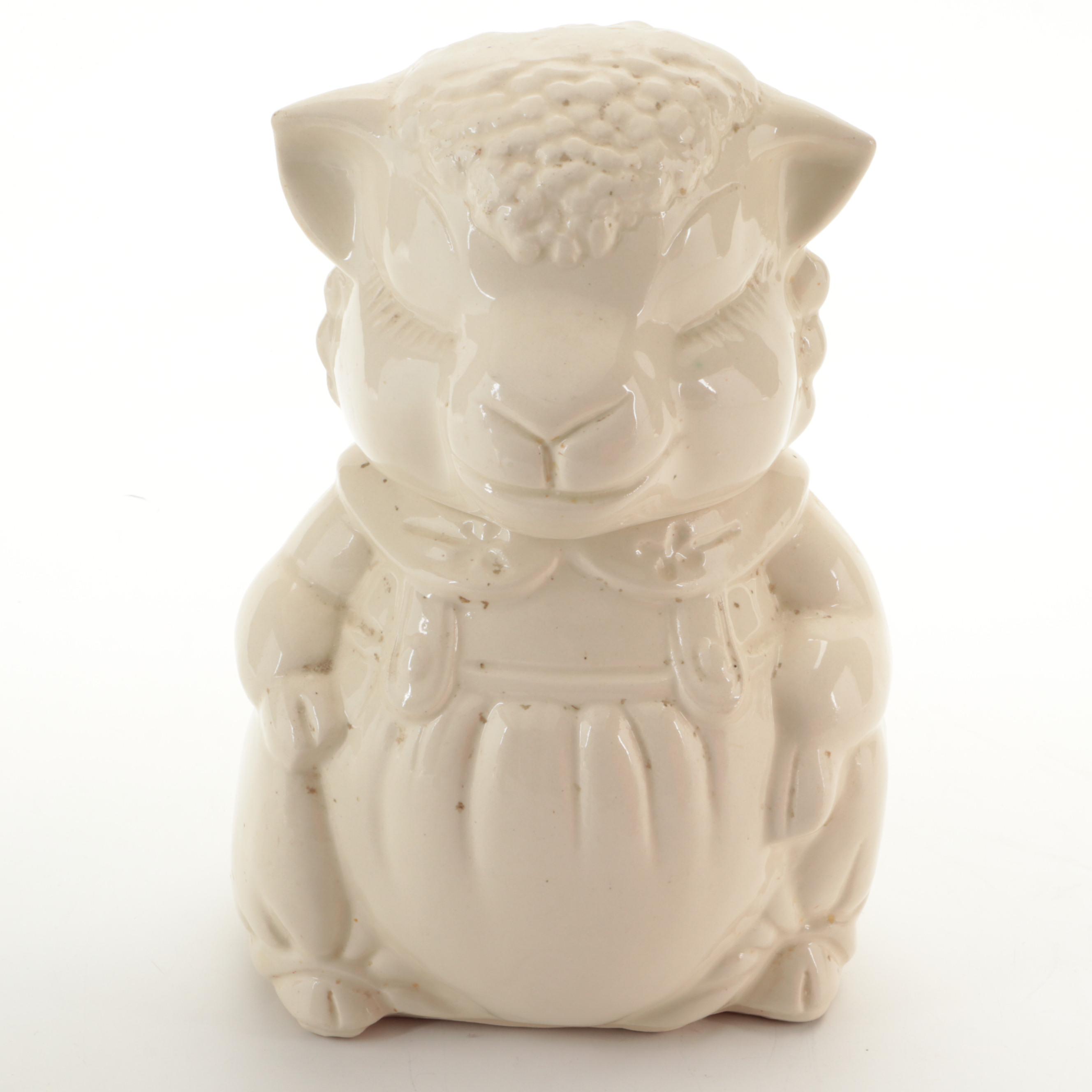 American Bisque Company Lamb Cookie Jar with Strawberry Cookie Jar